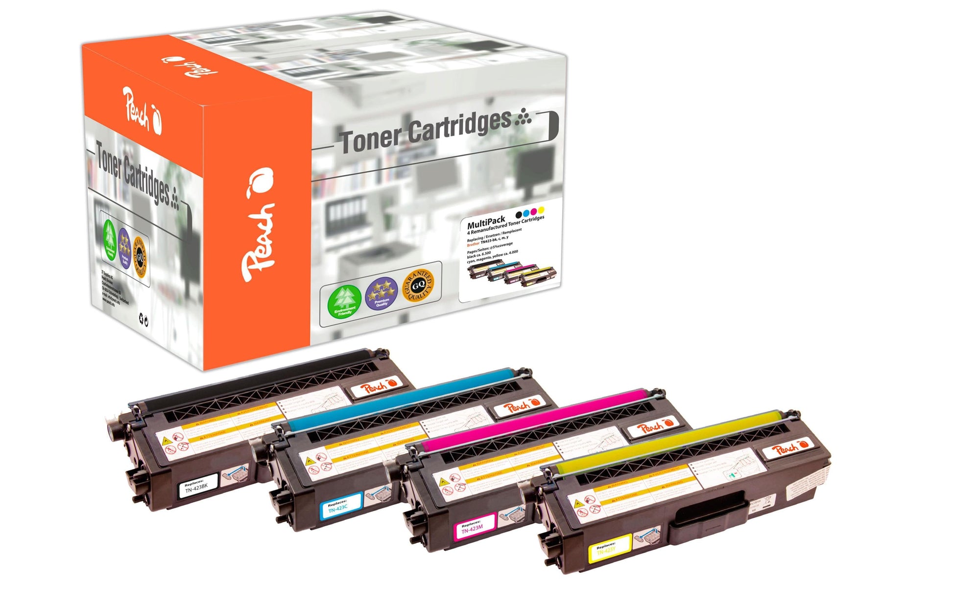 Peach Toner-Multipack – BK/C/M/Y, 6500/4000 Seiten – für Brother DCPL8410CDN/DCPL8410CDW/HLL8260CDW u. a.