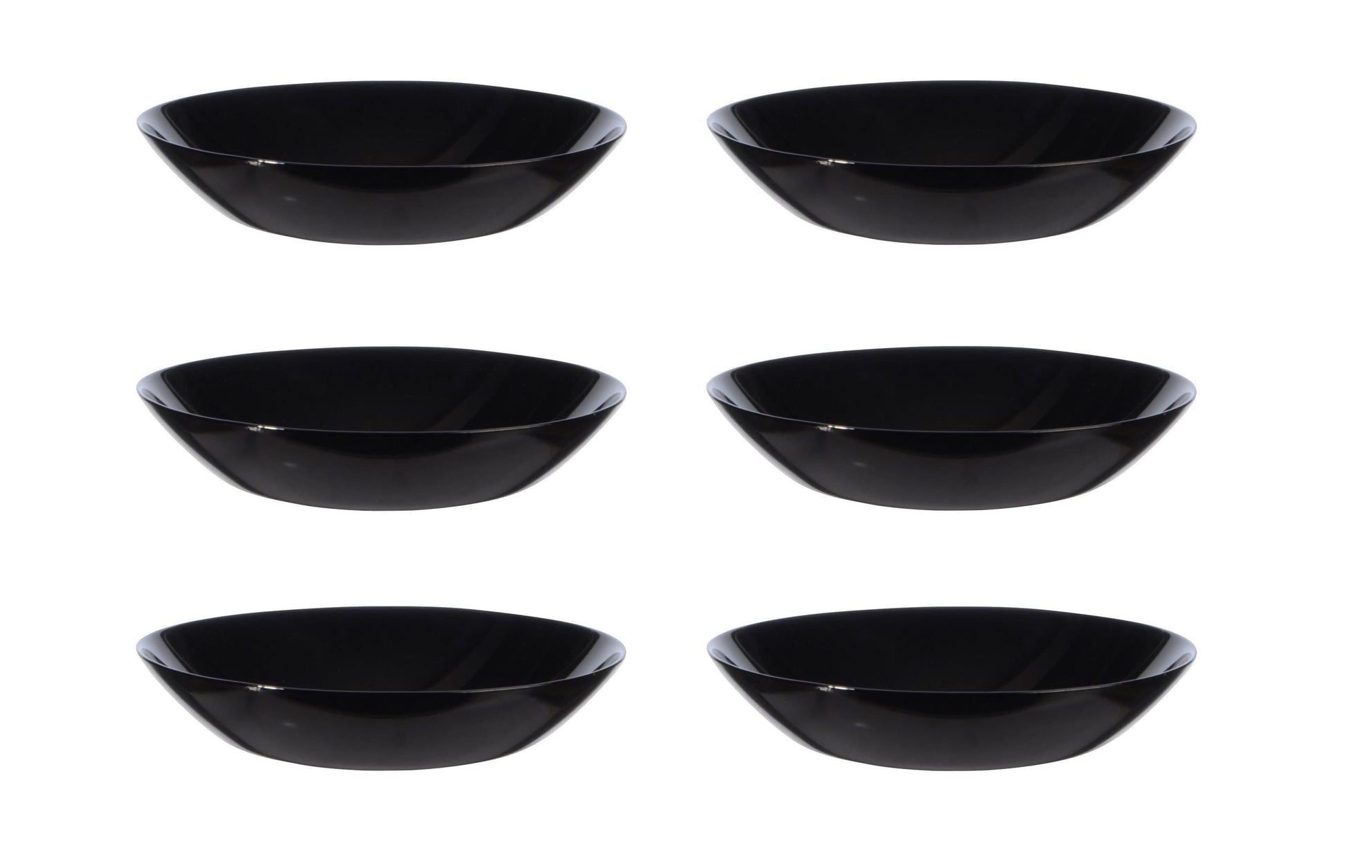 Arcoroc Suppen- & Pastateller Evolution – 6er Set, Ø 20,0 cm, Glas, Schwarz, spülmaschinenfest