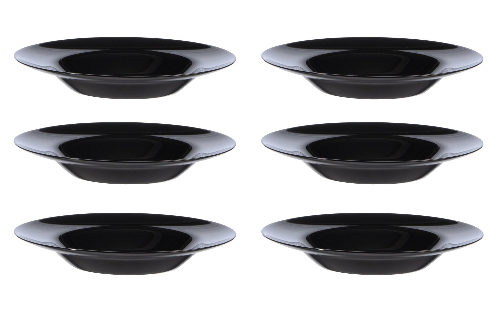 Arcoroc Suppen- & Pastateller Evolution – 6er Set, Ø 28,5 cm, Glas, Schwarz, spülmaschinenfest