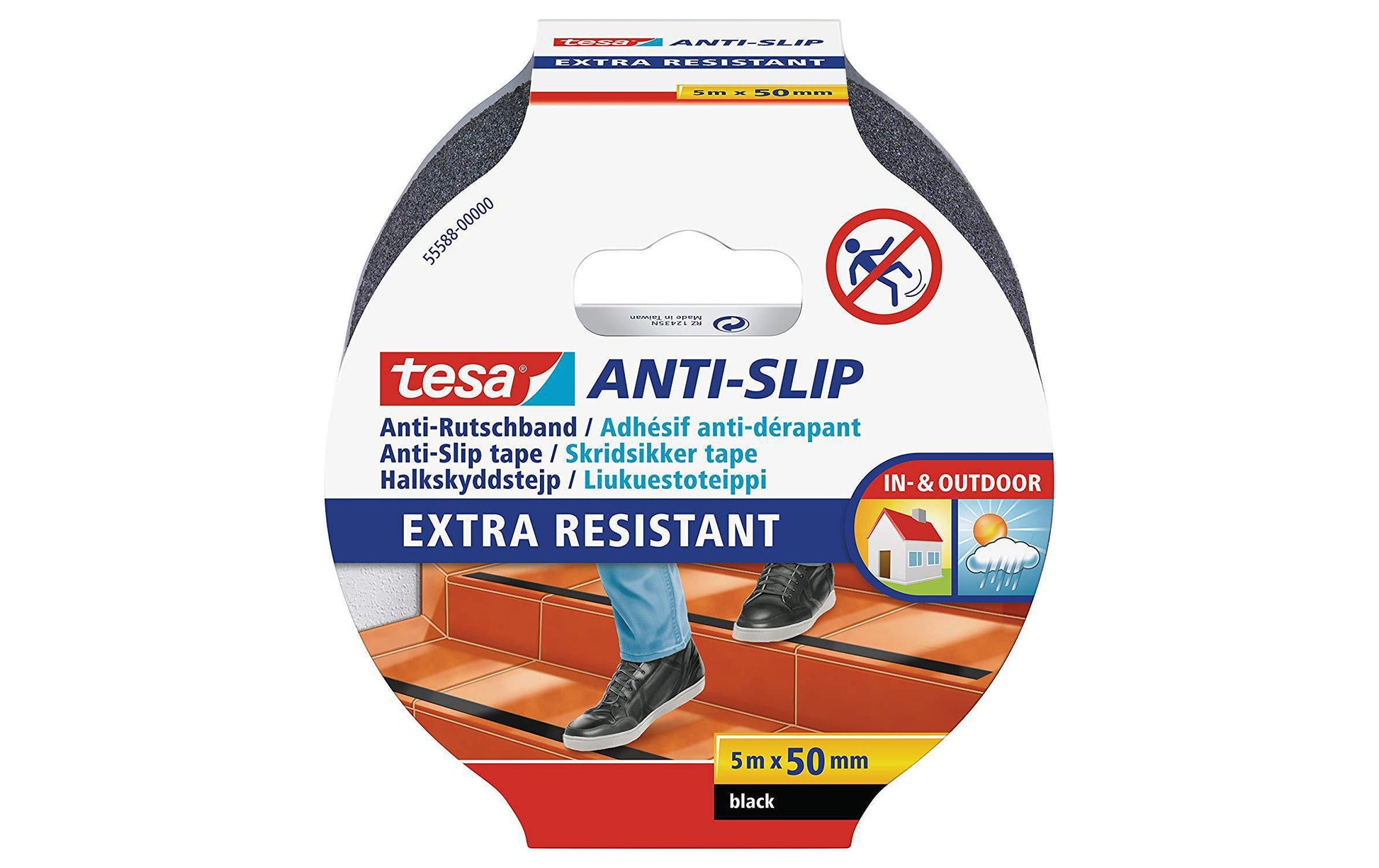 tesa Anti-Rutschband – 50 mm × 5 m, schwarz