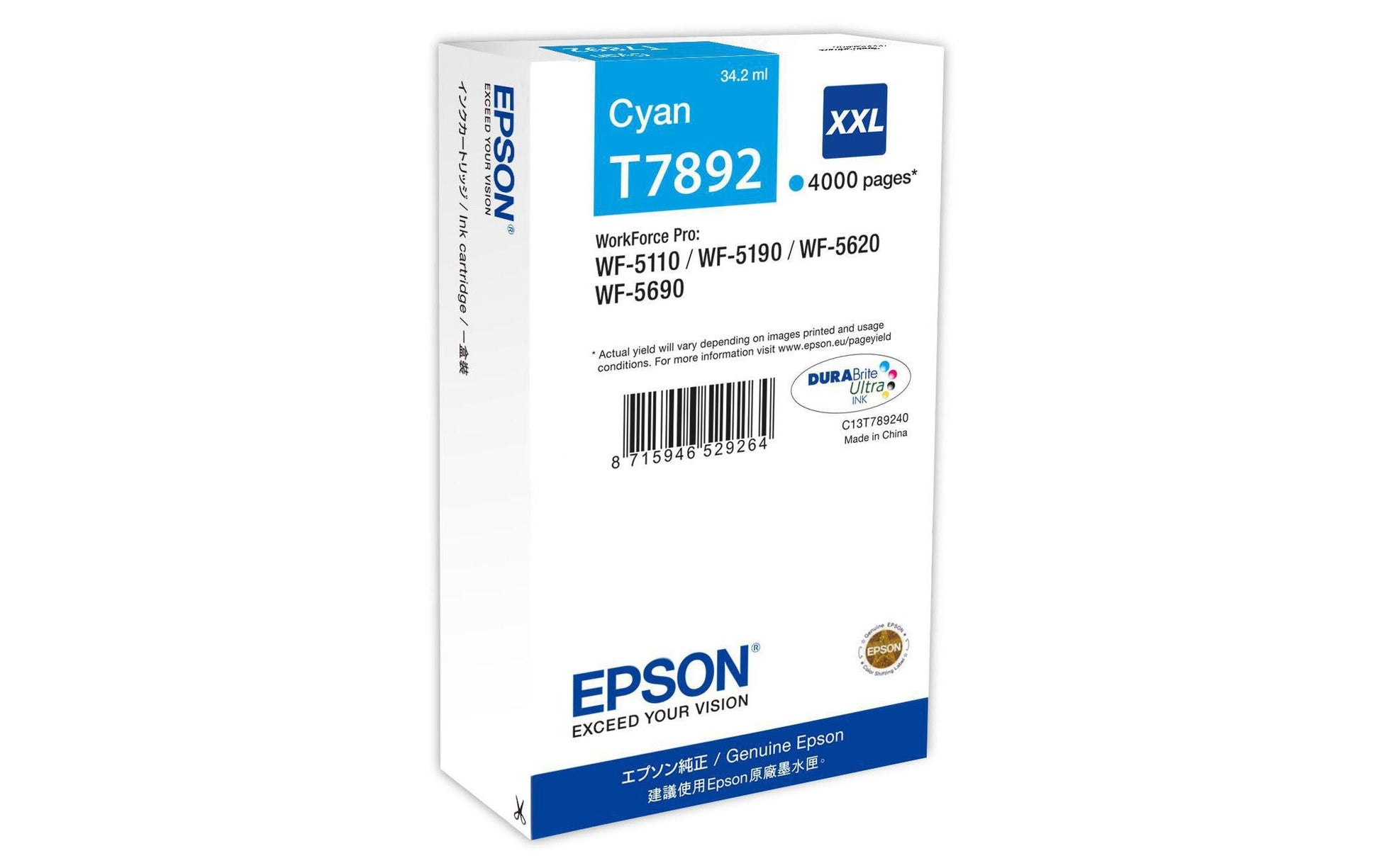 Epson Tintenpatrone T7892, cyan – für Tintenstrahldrucker/Multifunktionsgeräte