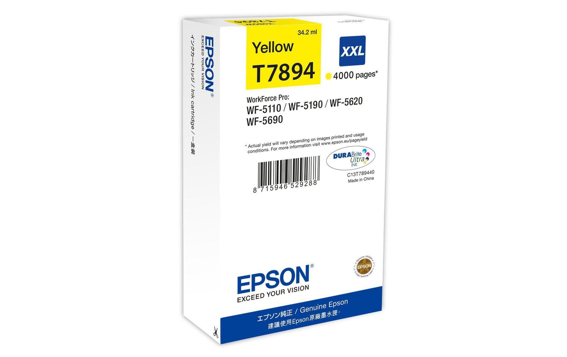 Epson Tintenpatrone T7894, Gelb, 4'000 Seiten – für Epson-Drucker