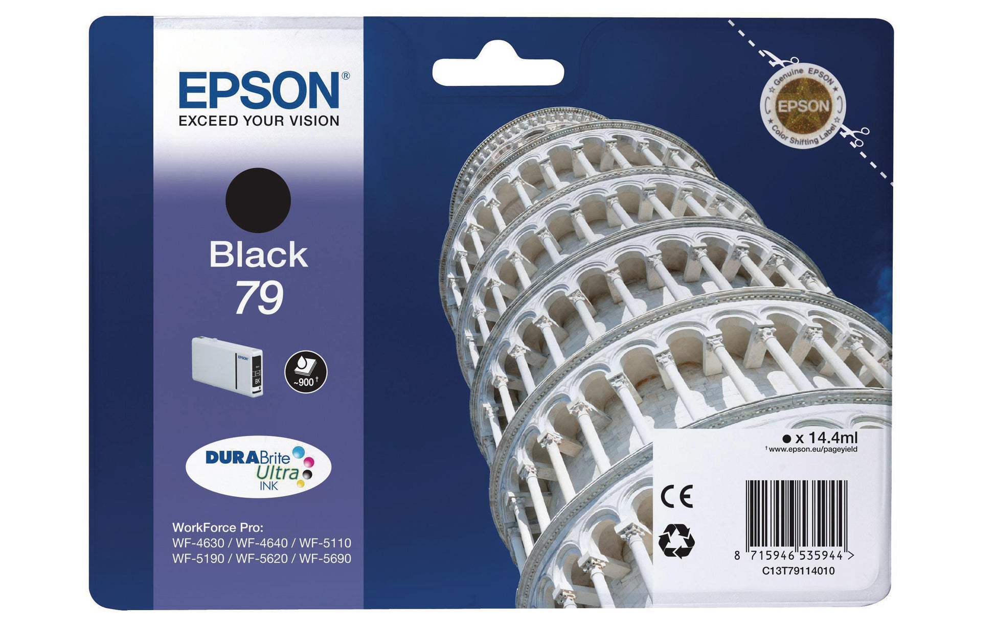 Epson Tintenpatrone 79, schwarz, 900 Seiten, 14,4 ml, original – für Epson-Drucker