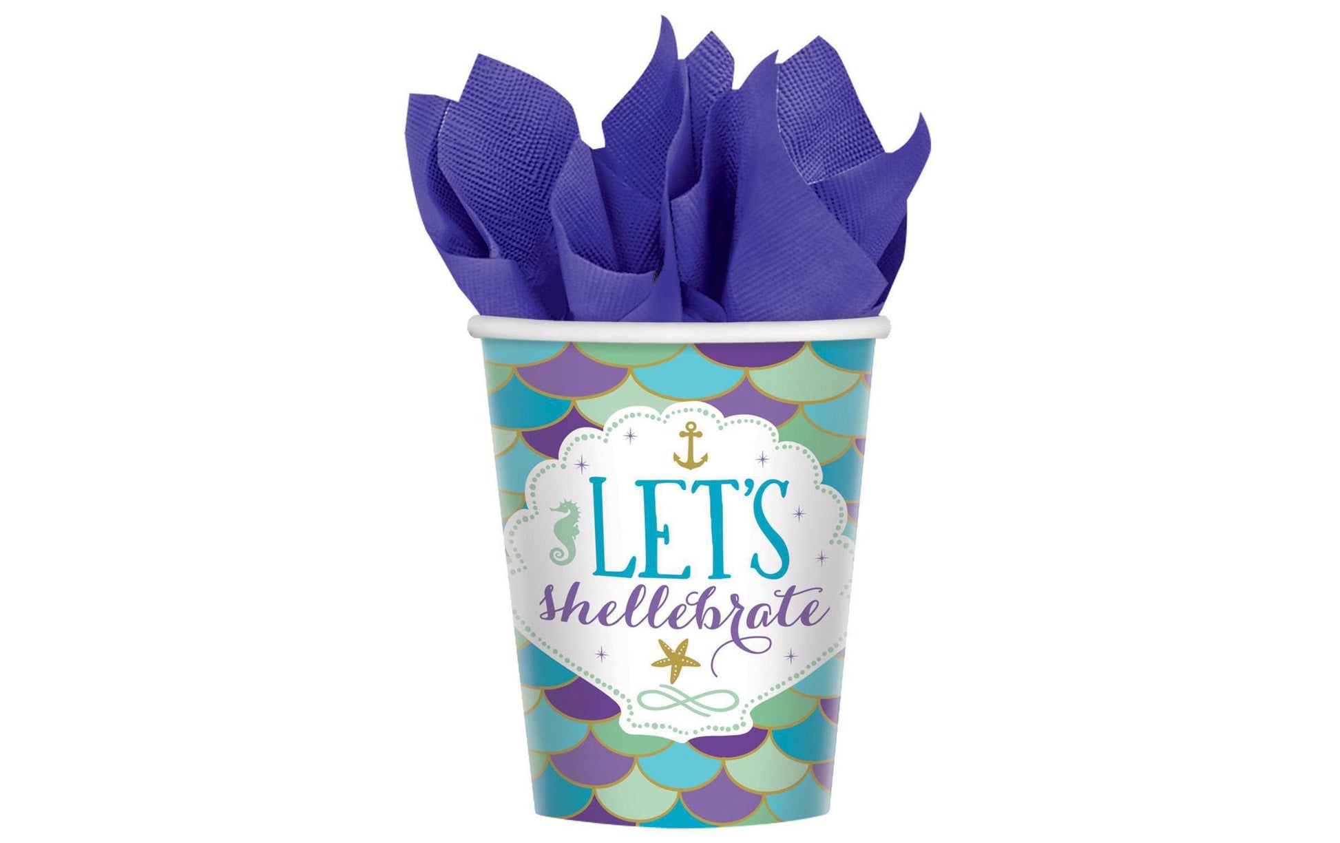 Amscan Becher, Papier/Karton – 2,7 dl, mehrfarbig (Mermaid) – 8 Stk.