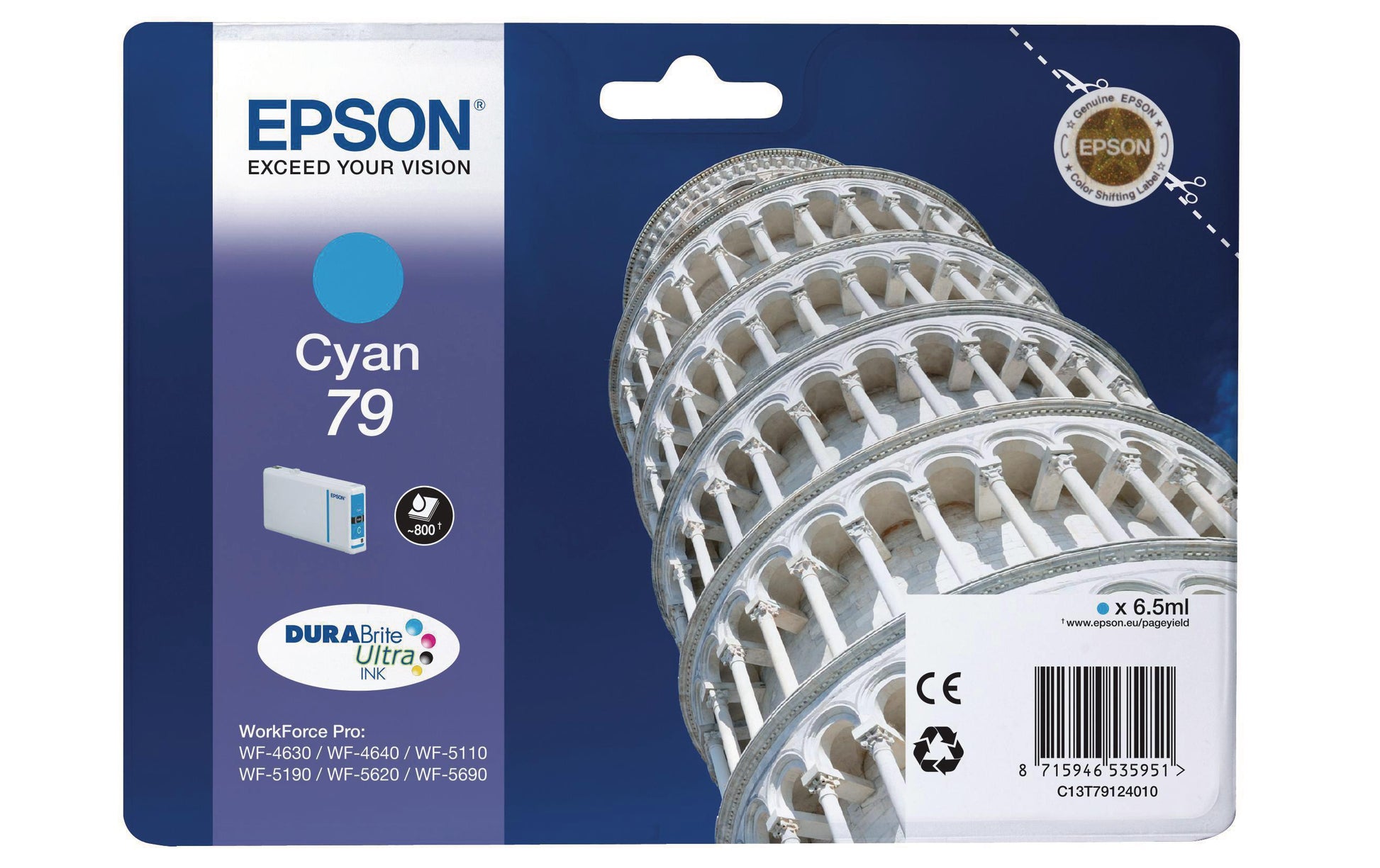 Epson Tintenpatrone 79 (DURABrite UltraInk), cyan, 800 Seiten, original – für Epson-Drucker