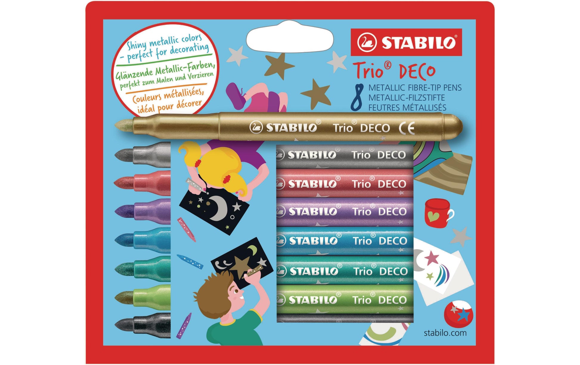 STABILO Filzstifte Trio Deco Metallic, Strichbreite 3 mm, 8 Farben