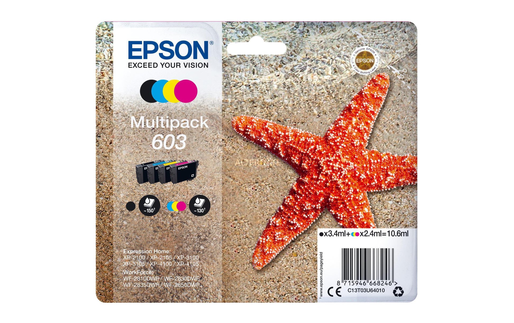 Epson Tintenpatronen-Multipack 603, CMYK, 4er-Pack – für Inkjetdrucker/Multifunktionsgeräte