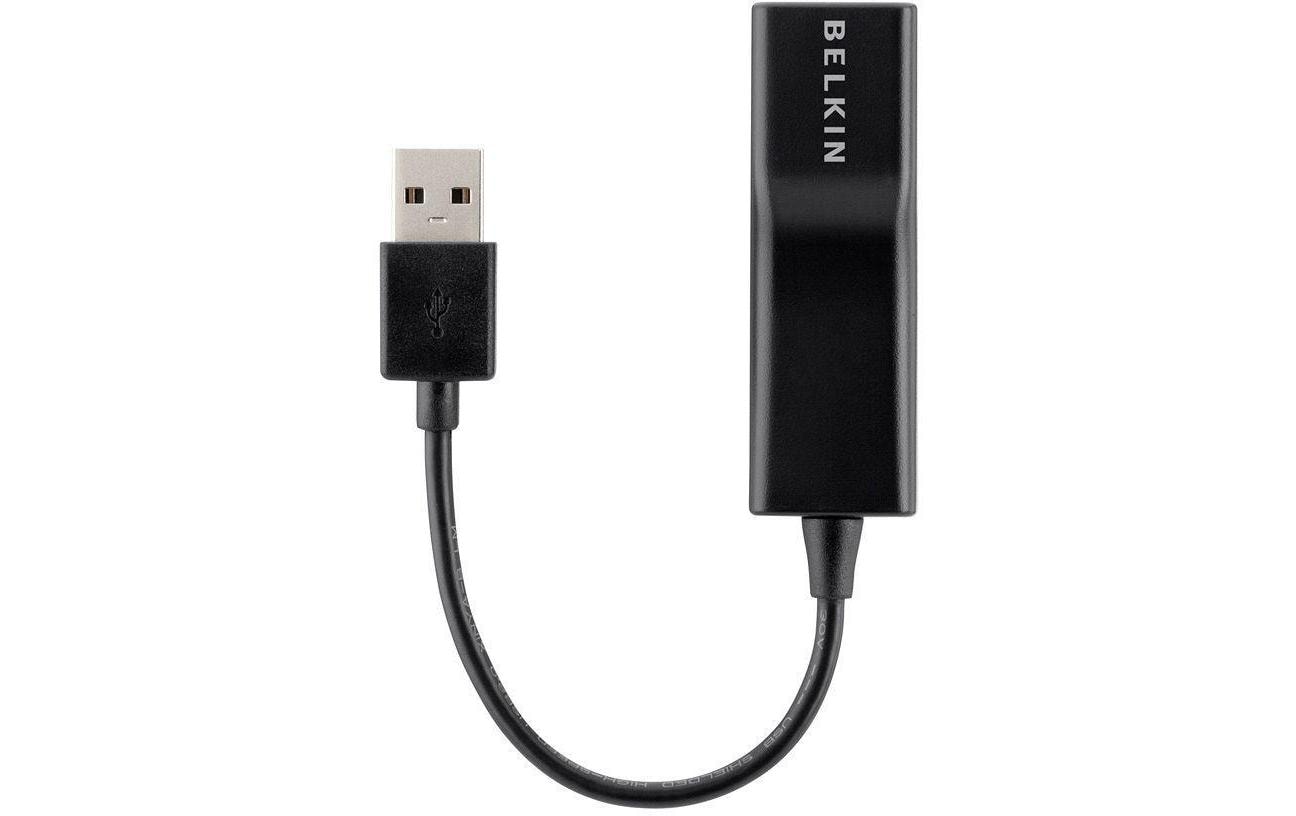 Belkin USB-A (Stecker) auf Ethernet (RJ-45) (Buchse) Adapter, USB 2.0, 10/100 Mbit/s, 12 cm