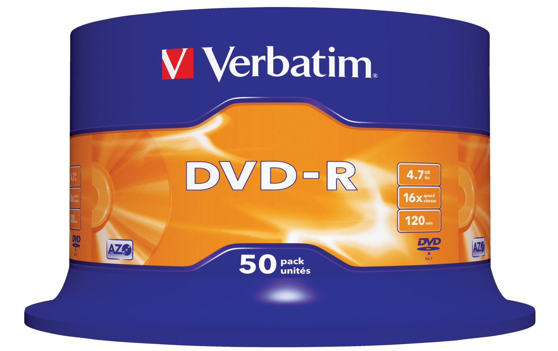 Verbatim DVD-R 16×, 4,7 GB – Spindel – 50 Stück