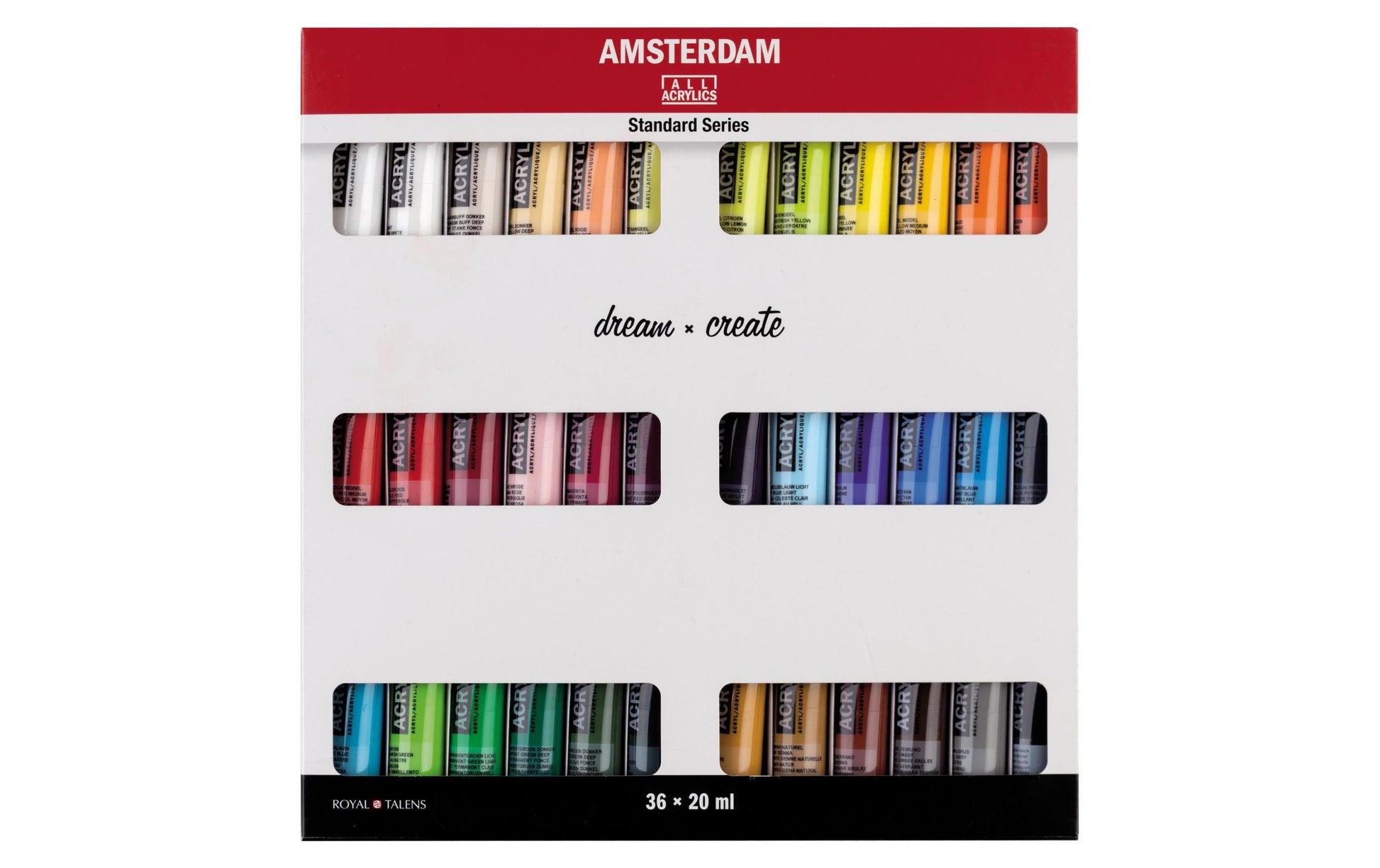Royal Talens Amsterdam – Acrylic Standard – Acrylfarbe – Set – 36 Farben, sortiert, 36 × 20 ml