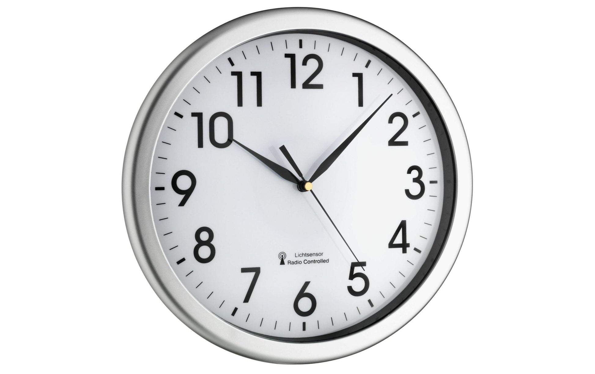 TFA-Dostmann TFA Dostmann Corona Wanduhr – Funk, analog, Ø 30,8 cm, Silber, Kunststoff