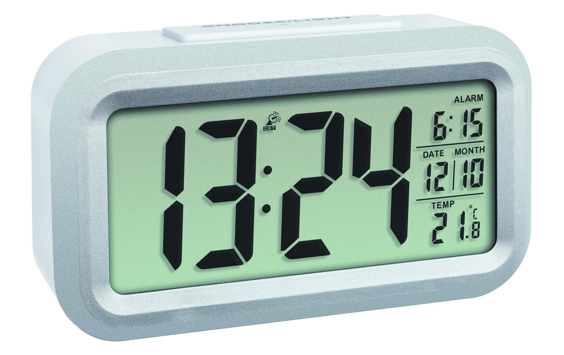 TFA-Dostmann TFA Dostmann LUMIO PLUS Digitalwecker – Funk, Thermometer, 13,8 × 7,9 × 4,8 cm, Silber