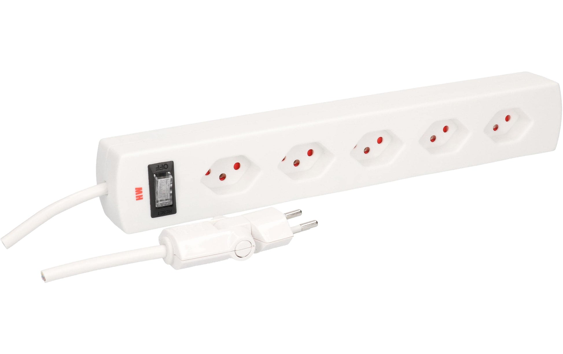 Max Hauri AG Max Hauri Safety-Line Steckdosenleiste, 5×T13, mit Schalter, 2 m, Kindersicherung – Weiss
