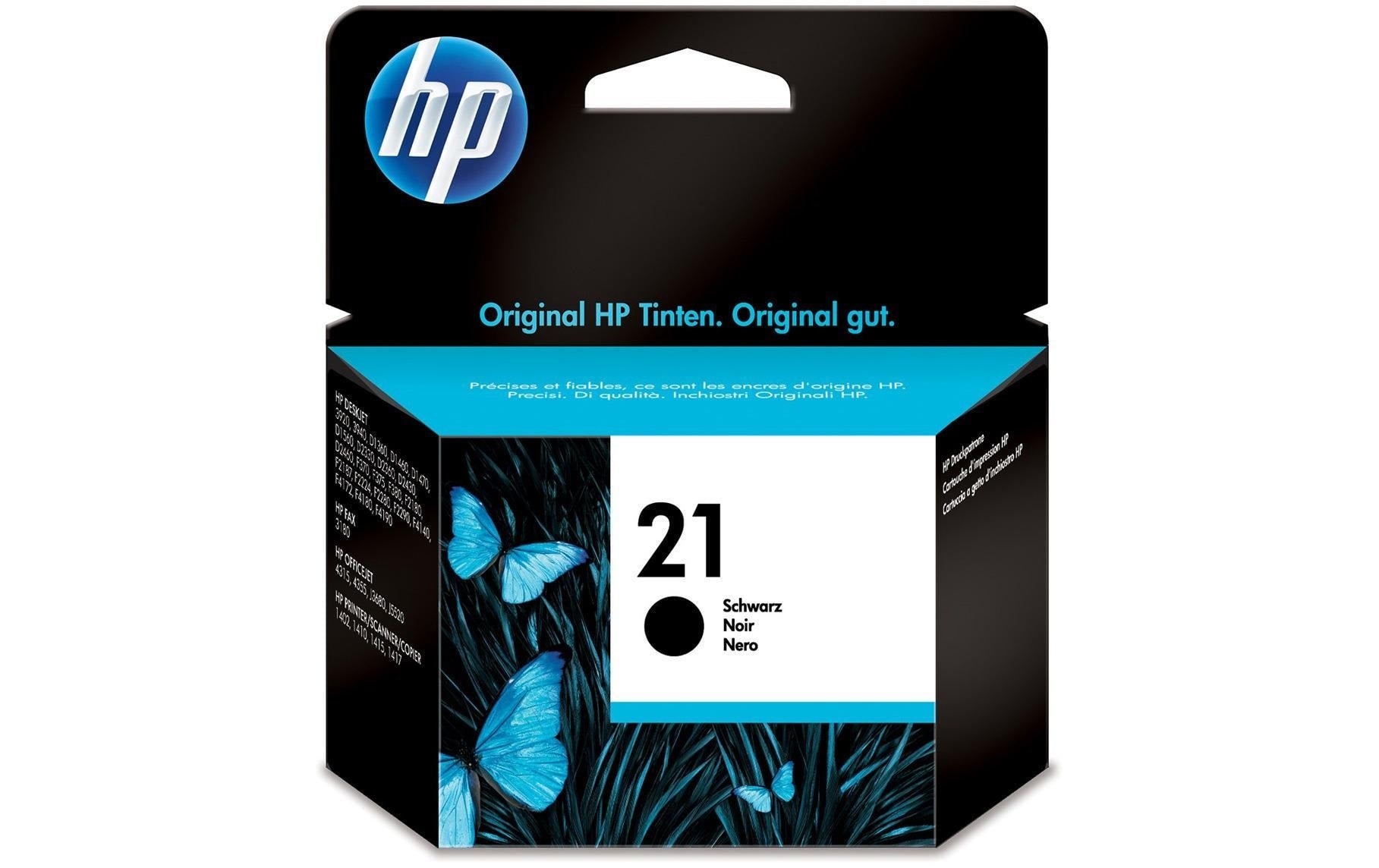 HP Tintenpatrone 21 (C9351AE), Schwarz, 190 Seiten, Original – für Officejet J 3625