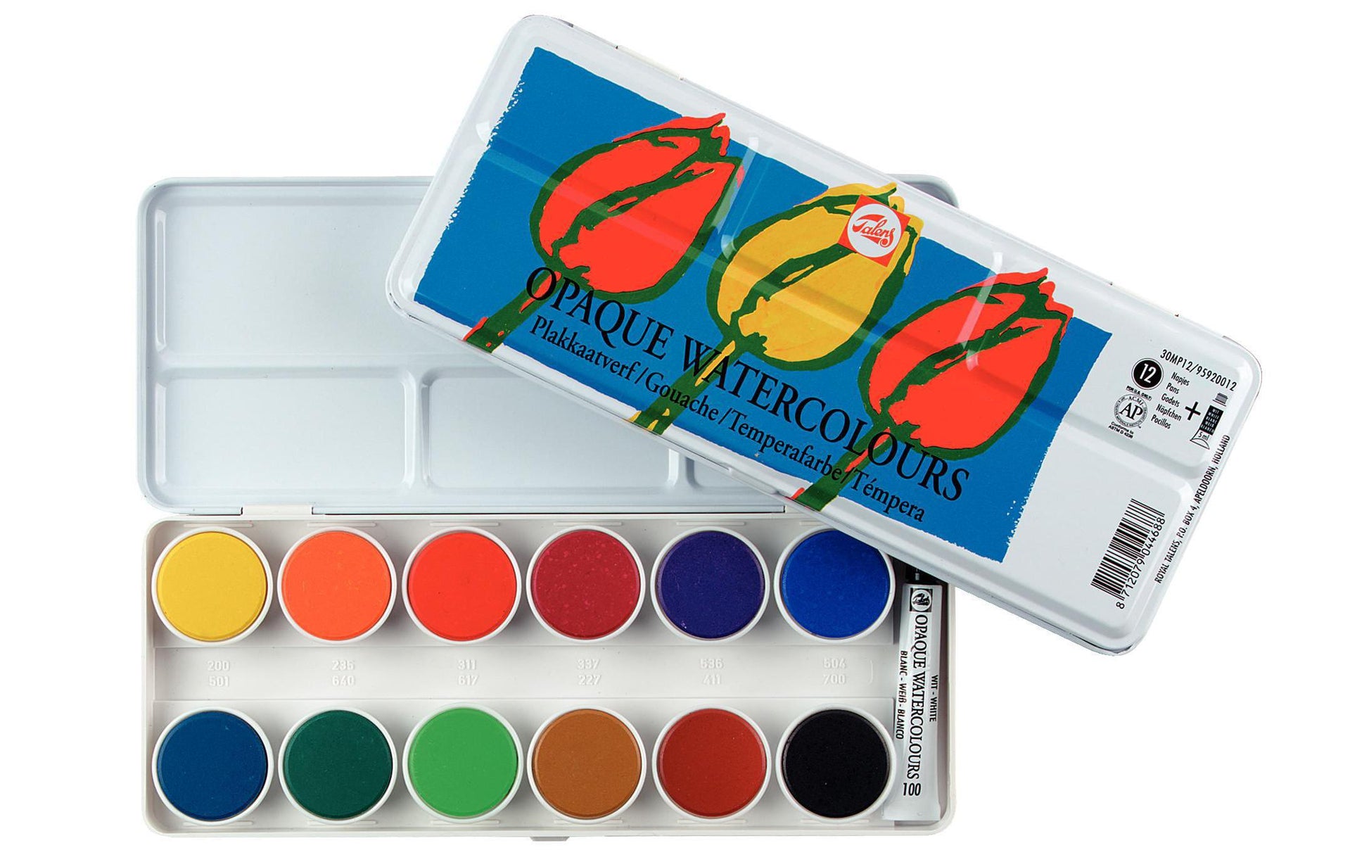 Talens Deckfarbkasten – Set – 12 Farben, sortiert, inkl. Deckweiss
