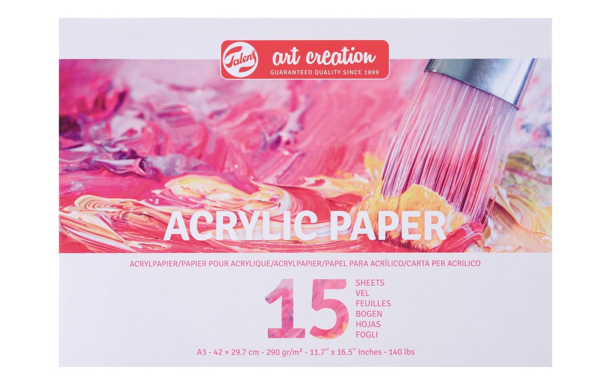 Talens Skizzenblock – A3 – 290 g/m² – geleimt – 15 Blatt – für Acryl