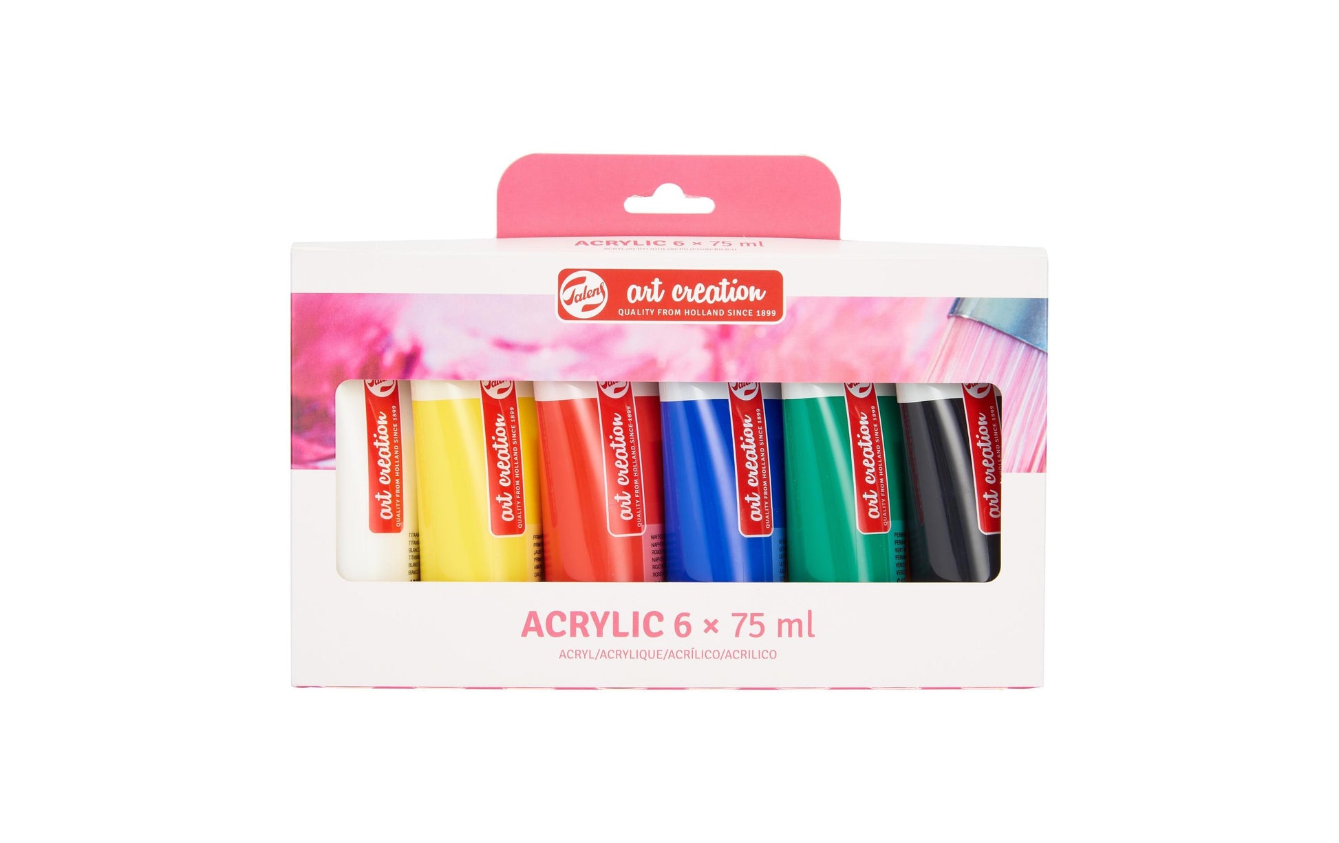 Talens Acrylfarbe – 6 Farben, 6×75 ml (450 ml) – wasserfest, für Papier