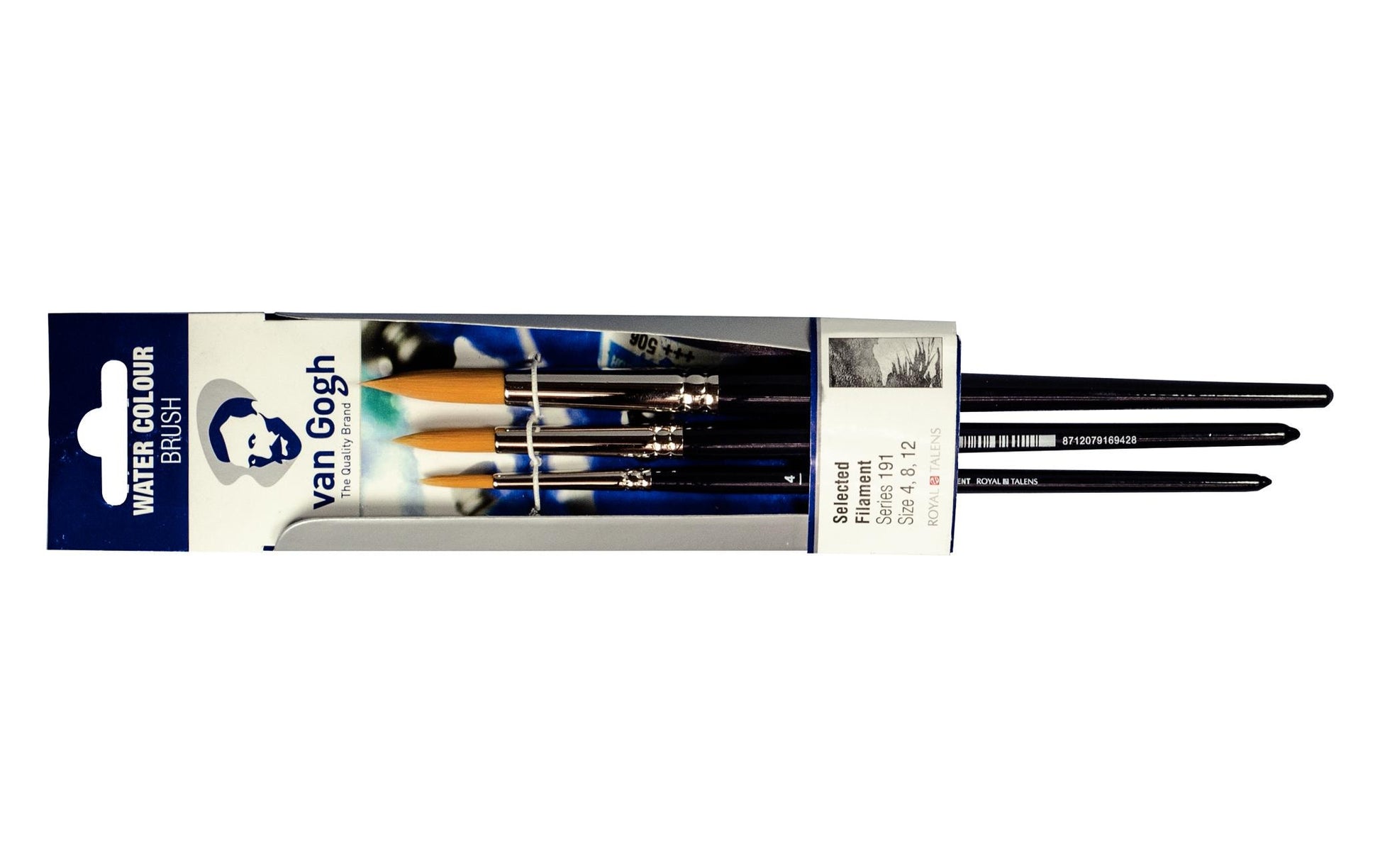 Van Gogh Aquarellpinsel-Set – schwarz, synthetisch, 3er-Pack, Grössen 4, 8, 12