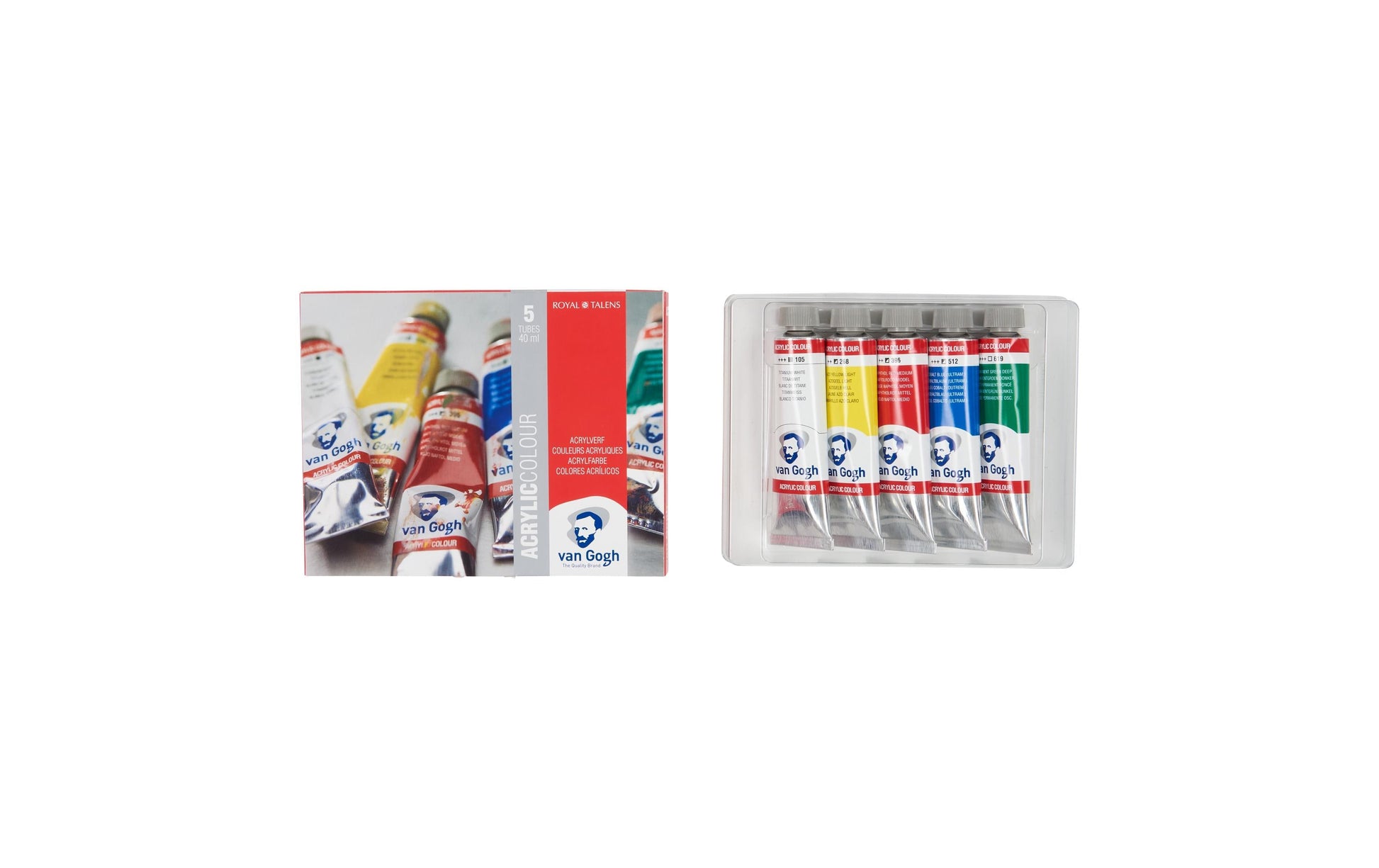 Van Gogh Acrylfarbe – Mehrfarbig, lichtecht – 5 Farben – 5×40 ml (200 ml)