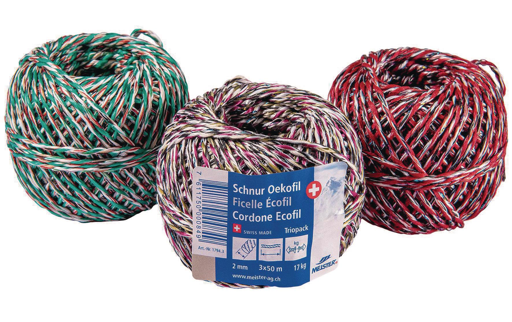 Meister Kordel mehrfarbig Ø 2 mm × 50 m, 3 Stk.