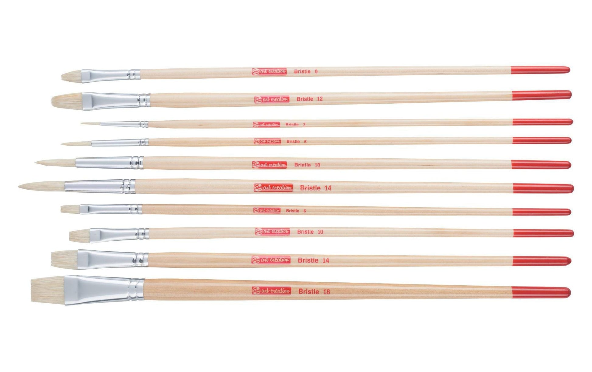 Talens Pinsel-Set – sortiert, Schweineborsten, Grössen 2/6/8/10/12/14/18, 10er-Set, für Acrylfarben