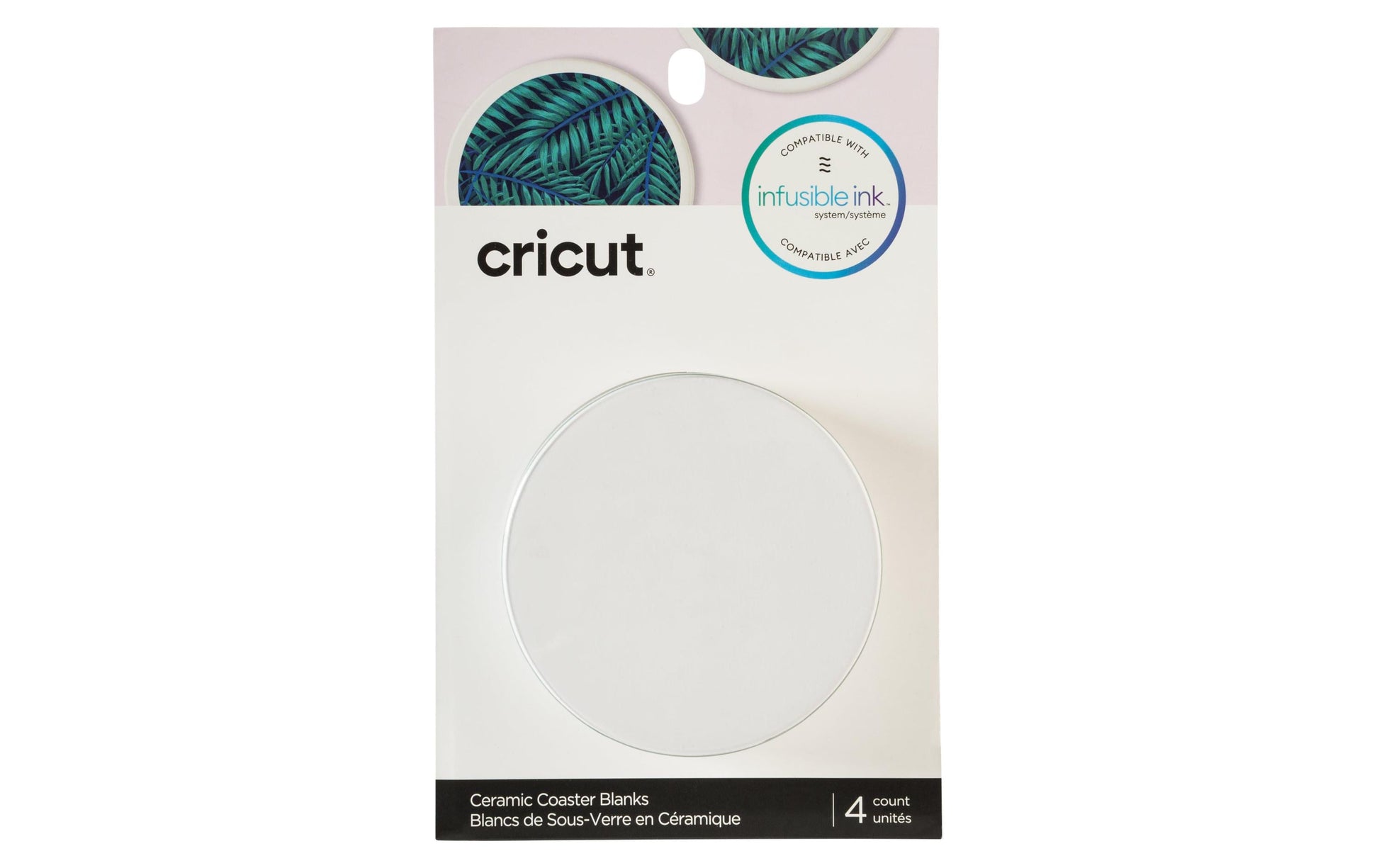 Cricut Untersetzer Infusible Ink – 4er Set, Ø 9,1 cm, Keramik, Weiss, für Sublimation