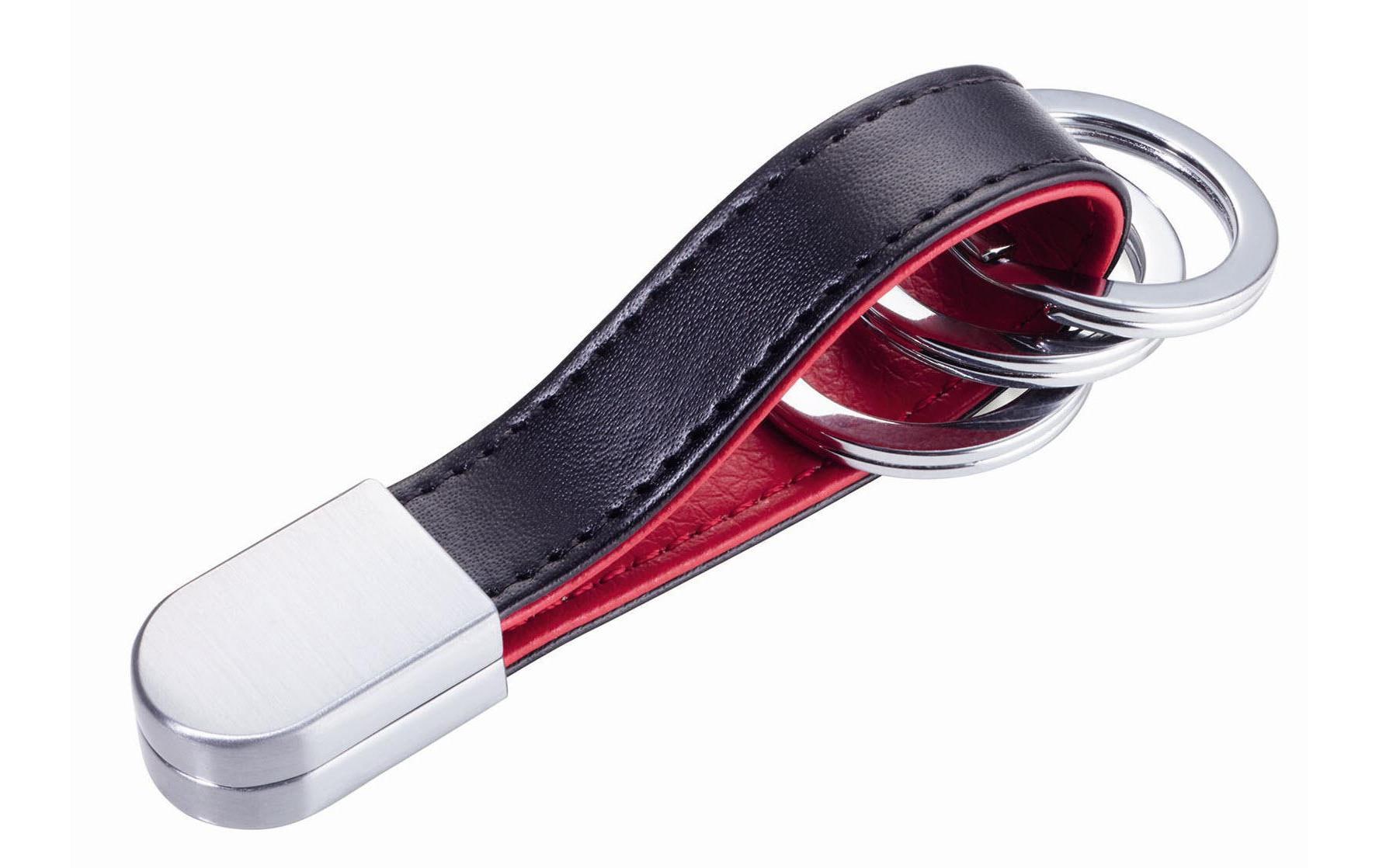 TROIKA Schlüsselanhänger – Schwarz/Rot, 17 × 10 mm