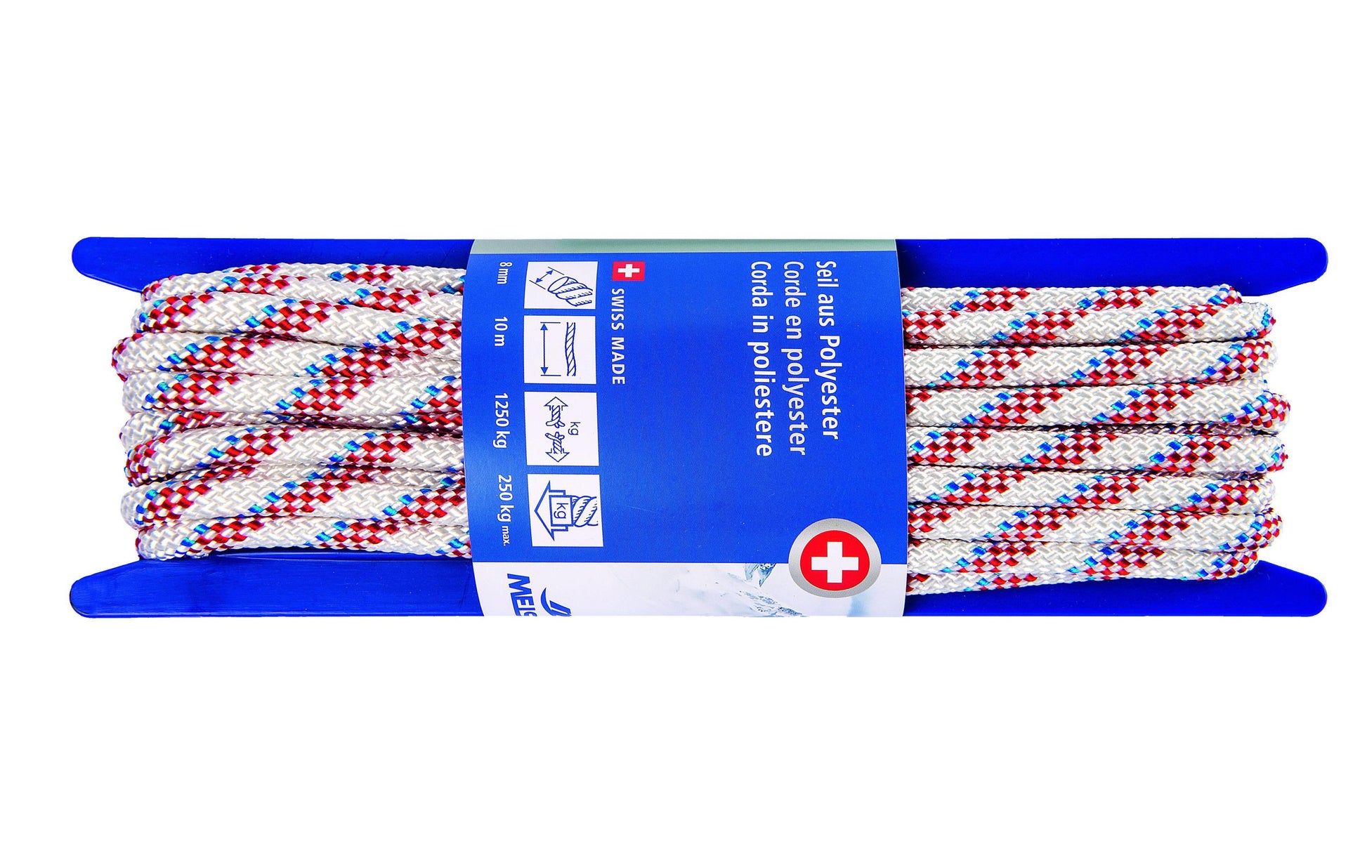 Meister Kordel Polyester, weiss/rot Ø 8 mm × 10 m, 1250 kg