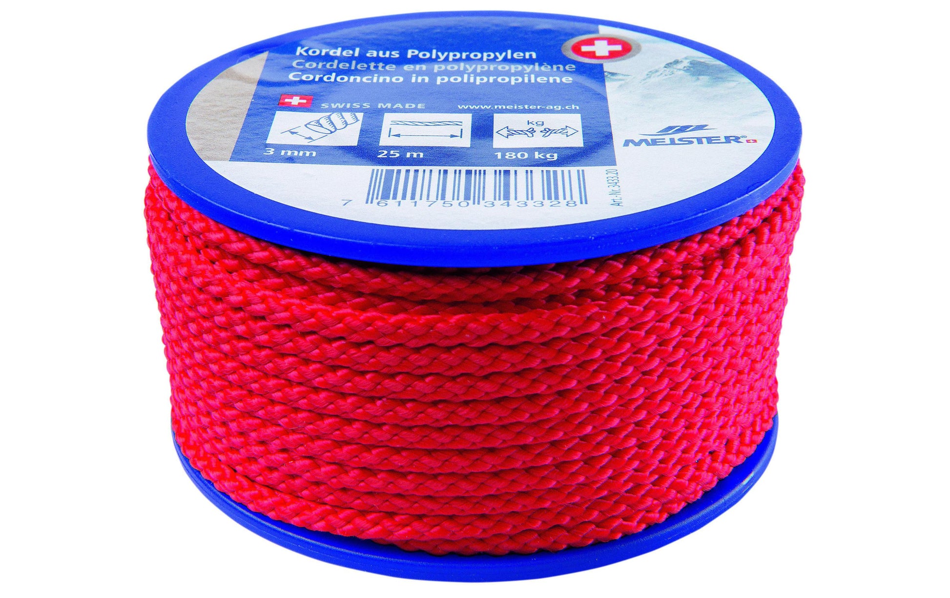 Meister & Cie Meister – Polypropylenkordel, rot Ø 3 mm × 25 m, 36 kg