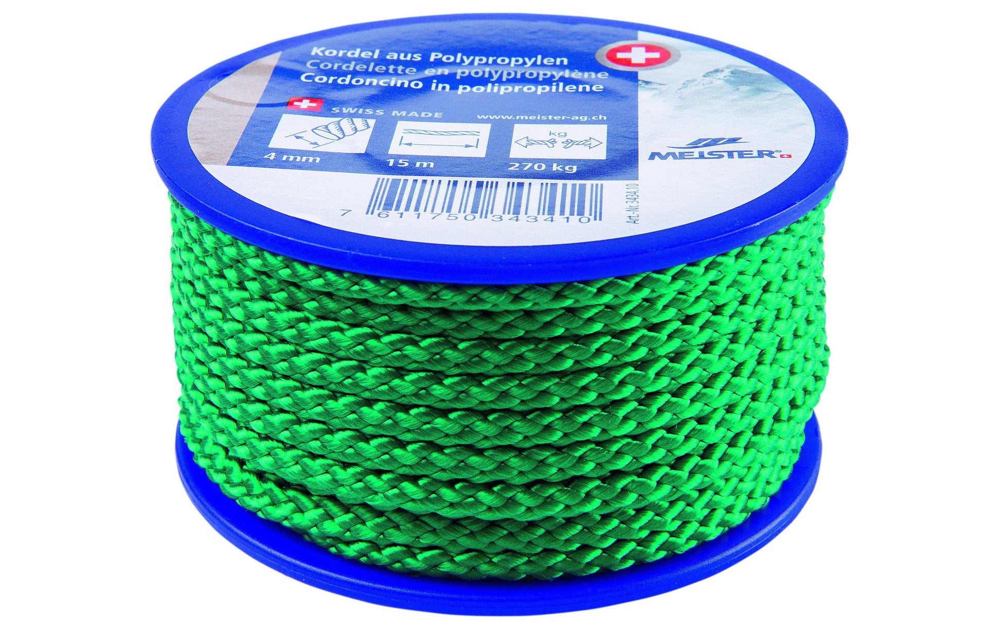 Meister & Cie Meister – Kordel Polypropylen, grün Ø 4 mm × 15 m, Reisskraft 270 kg