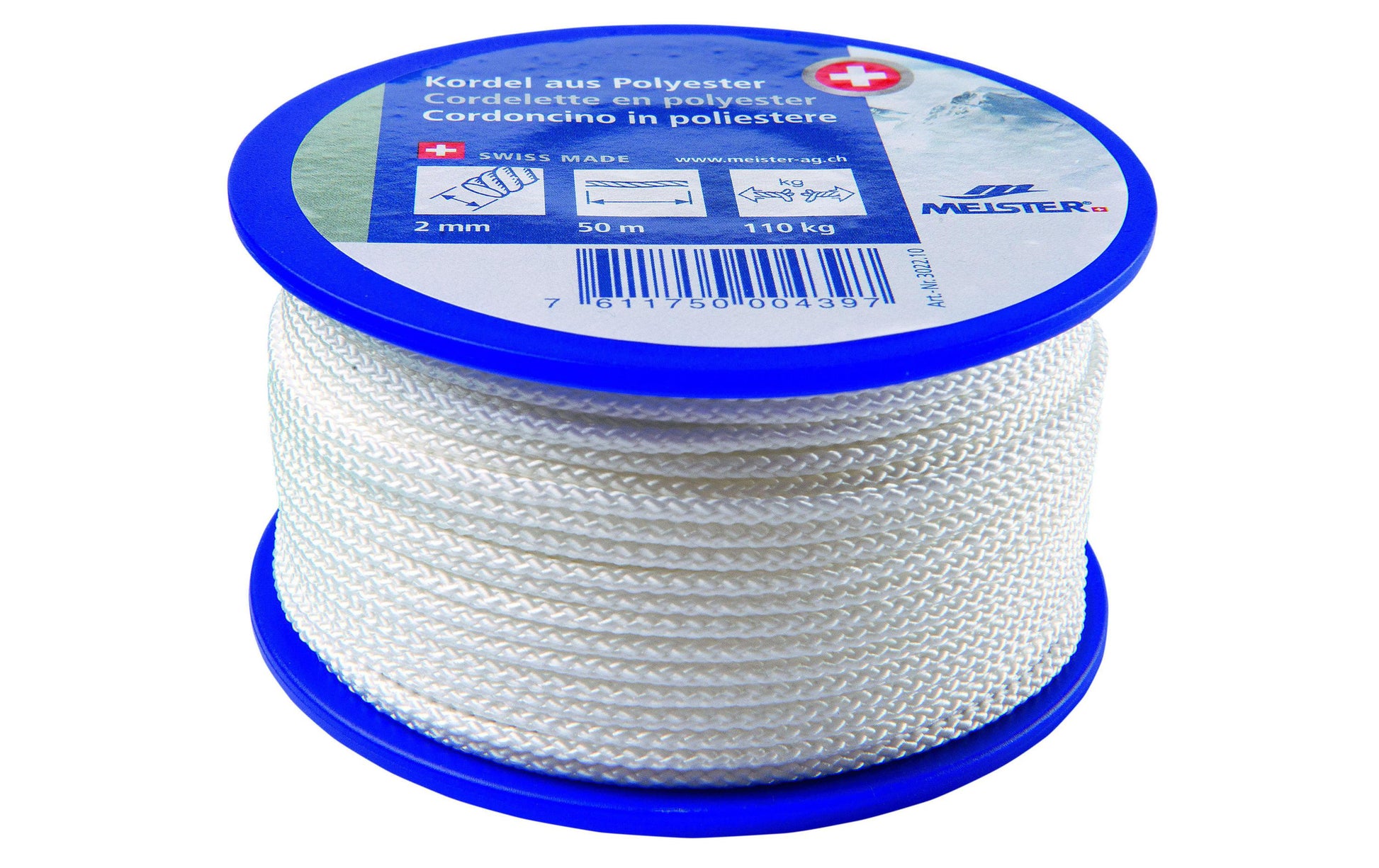 Meister & Cie Meister – Polyesterkordel, weiss Ø 2 mm × 50 m, 80 kg