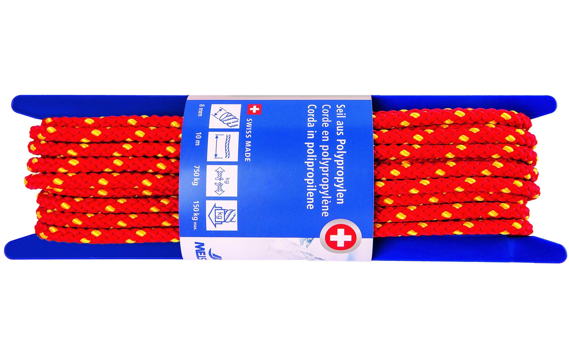 Meister & Cie Meister – Kordel Polypropylen, rot/gelb Ø 8 mm × 10 m, Reisskraft 750 kg