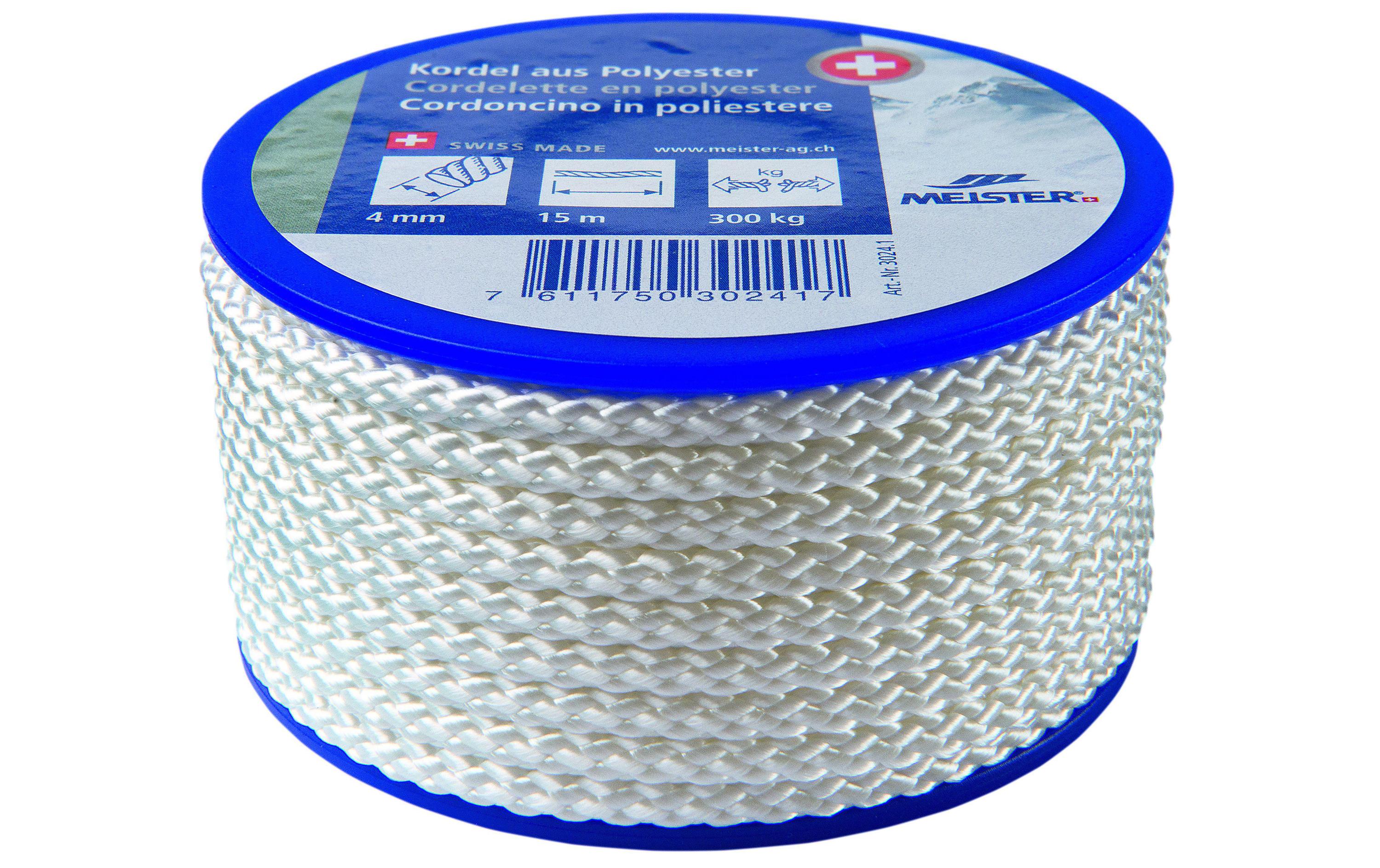 Meister Polyesterkordel, weiss Ø 4 mm × 15 m, Reisskraft 300 kg