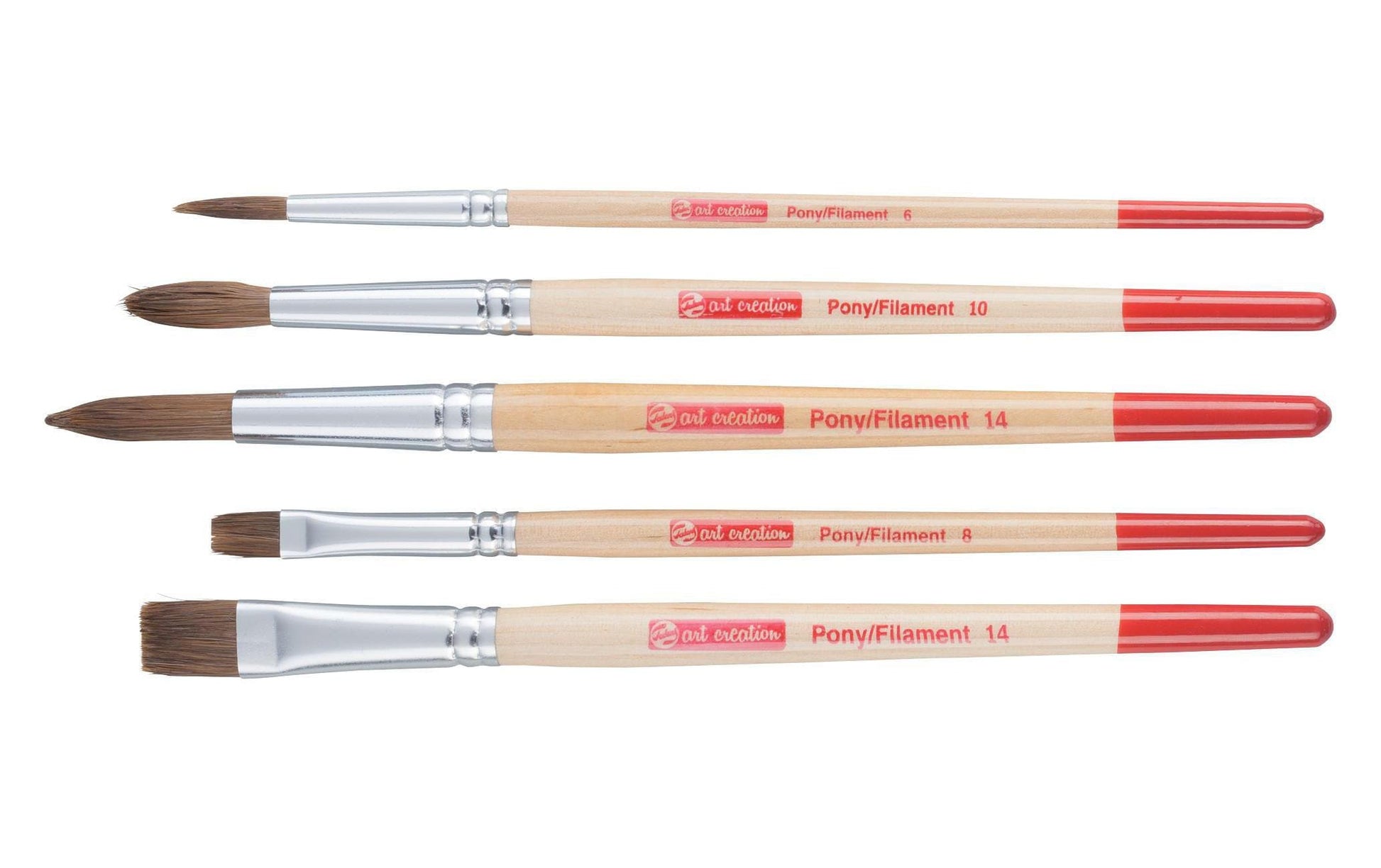 Talens Pinsel-Set – Flachpinsel, Rundpinsel, Ponyhaar/Polyester, Grössen 6/8/10/14, 5er-Set