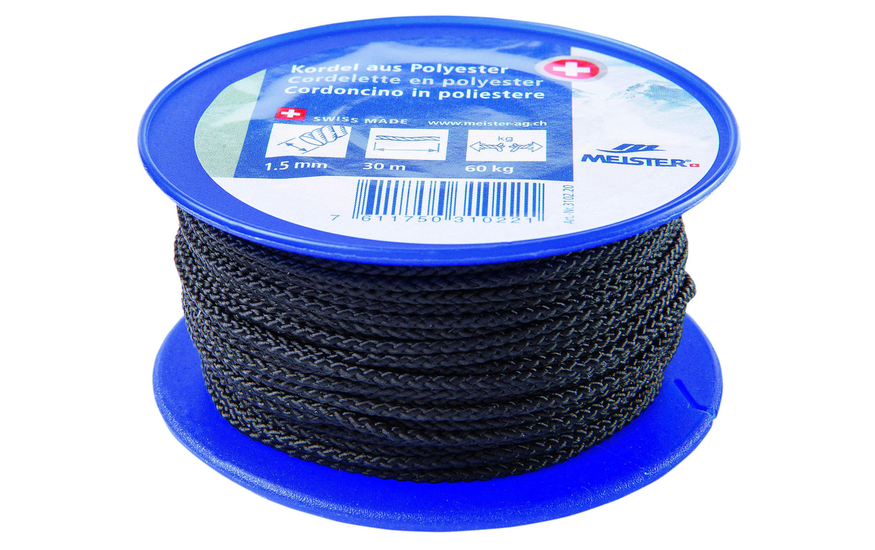 Meister Polyesterkordel, Schwarz Ø 1,5 mm × 30 m, Reisskraft 60 kg