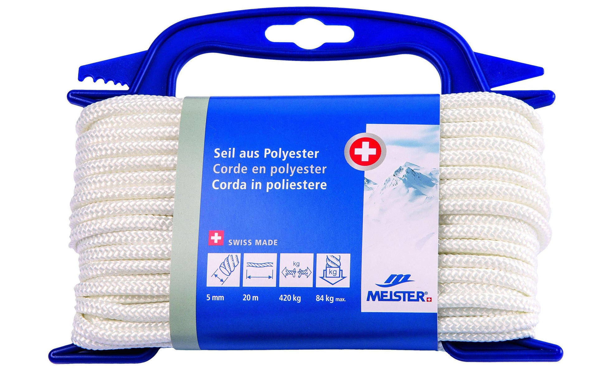 Meister & Cie Polyesterkordel, Weiss Ø 5 mm × 20 m, Mindestbruchkraft 420 kg