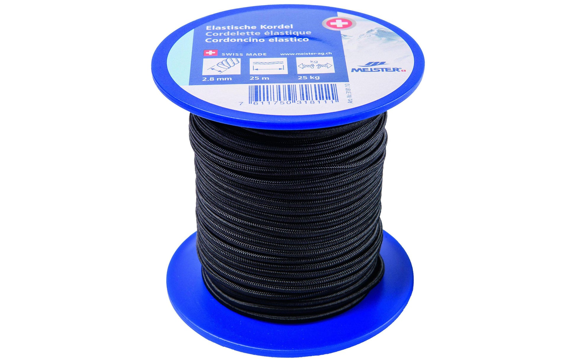 Meister & Cie Meister – Kordel Kautschuk, schwarz Ø 2,8 mm × 25 m, Reisskraft 25 kg