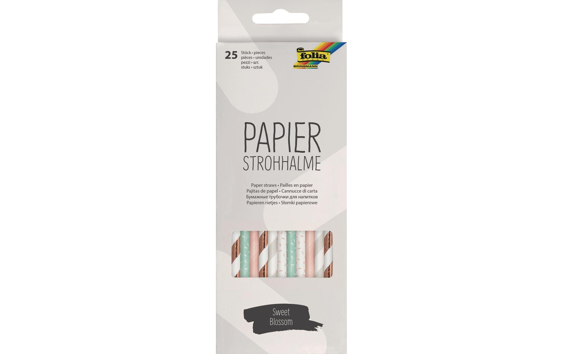 Folia Papierstrohhalme – zum Basteln, L 20 cm, Ø 6 mm, mehrfarbig, 25 Stück