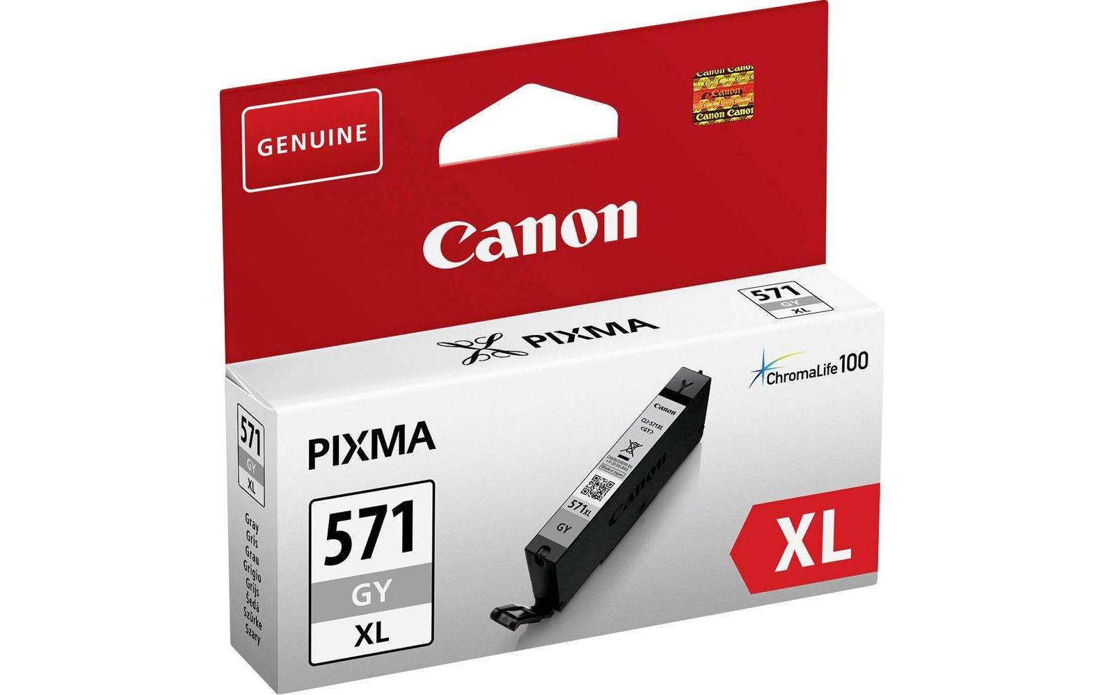 Canon Tintenpatrone CLI-571XL GY, Grau, XL, 289 Seiten – für Inkjetdrucker/Multifunktionsgeräte