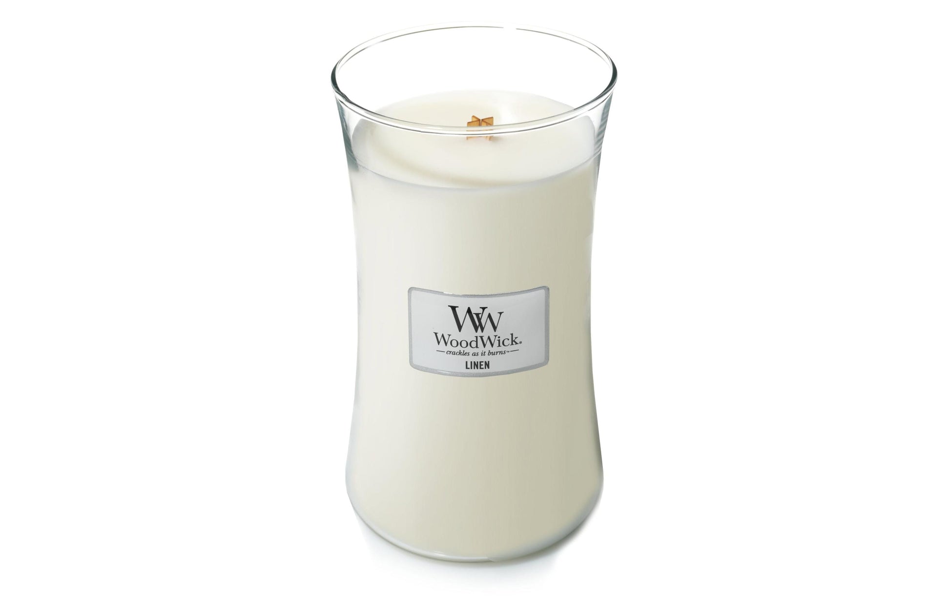 WoodWick Duftkerze – Linen – Ø 10,2 × 17,8 cm