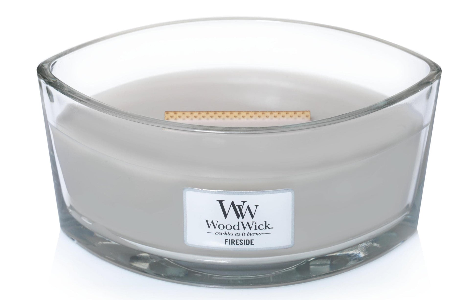 WoodWick Duftkerze Fireside, grau, Glas, Ø 19,1 cm, H 9,2 cm, 1 Stück
