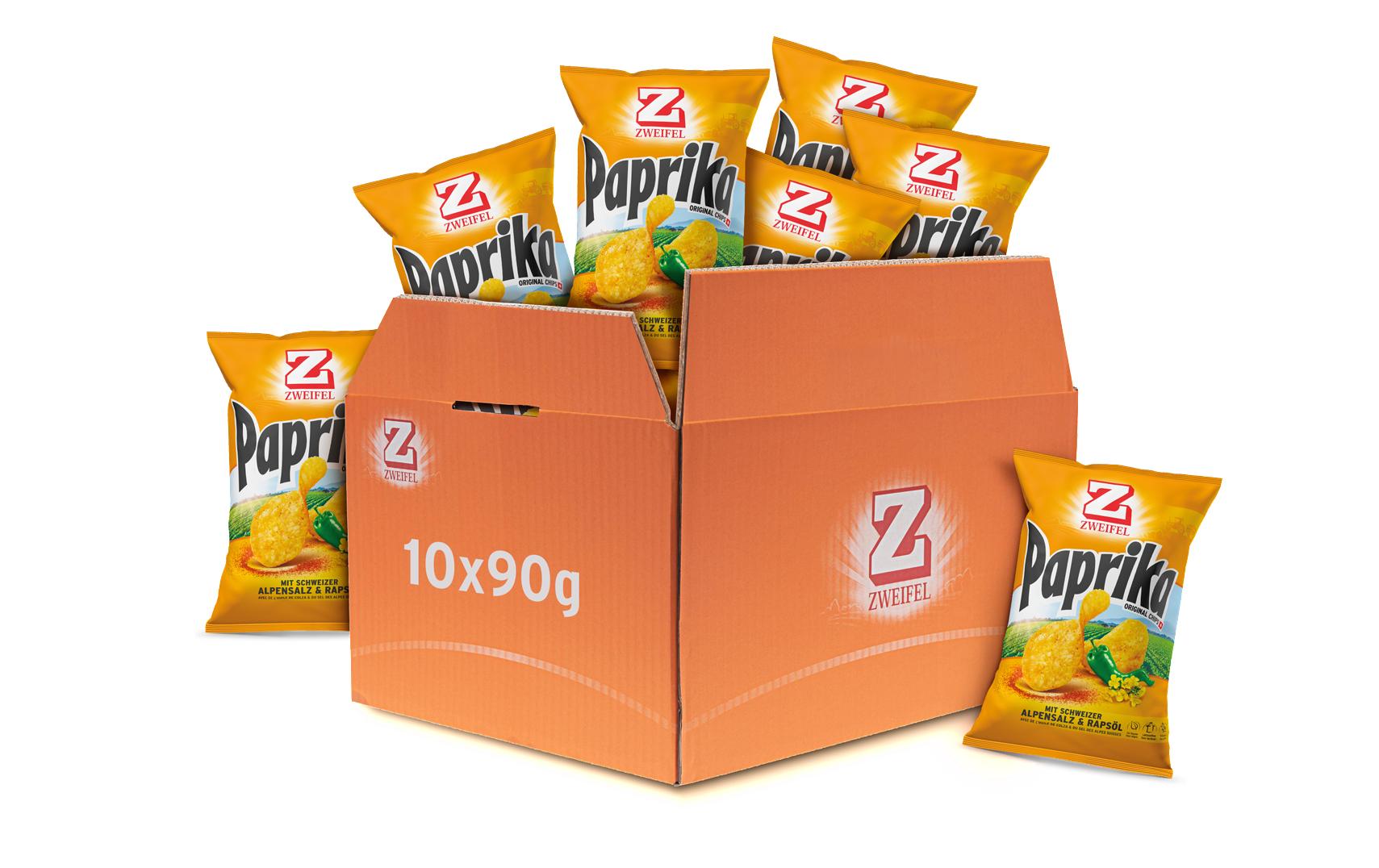 Zweifel Chips – Paprika – 10 × 90 g