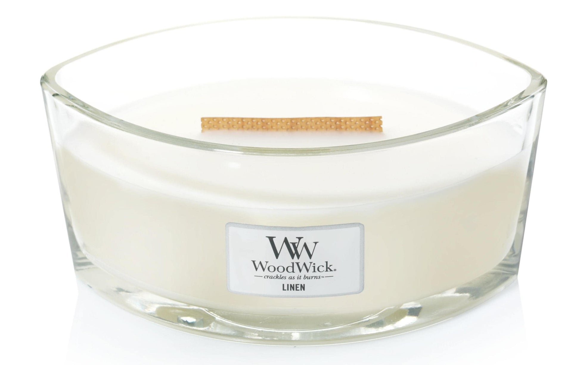 WoodWick Duftkerze Linen, weiss, Glas, 12,1 × 9,2 × 19,1 cm, 1 Stück