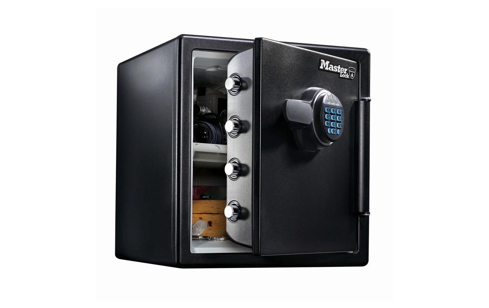Master Lock Tresor LFW123FTC – Elektronikschloss – 33,6 l – Feuerschutz 24 min, Wasserschutz 24 min – Schwarz