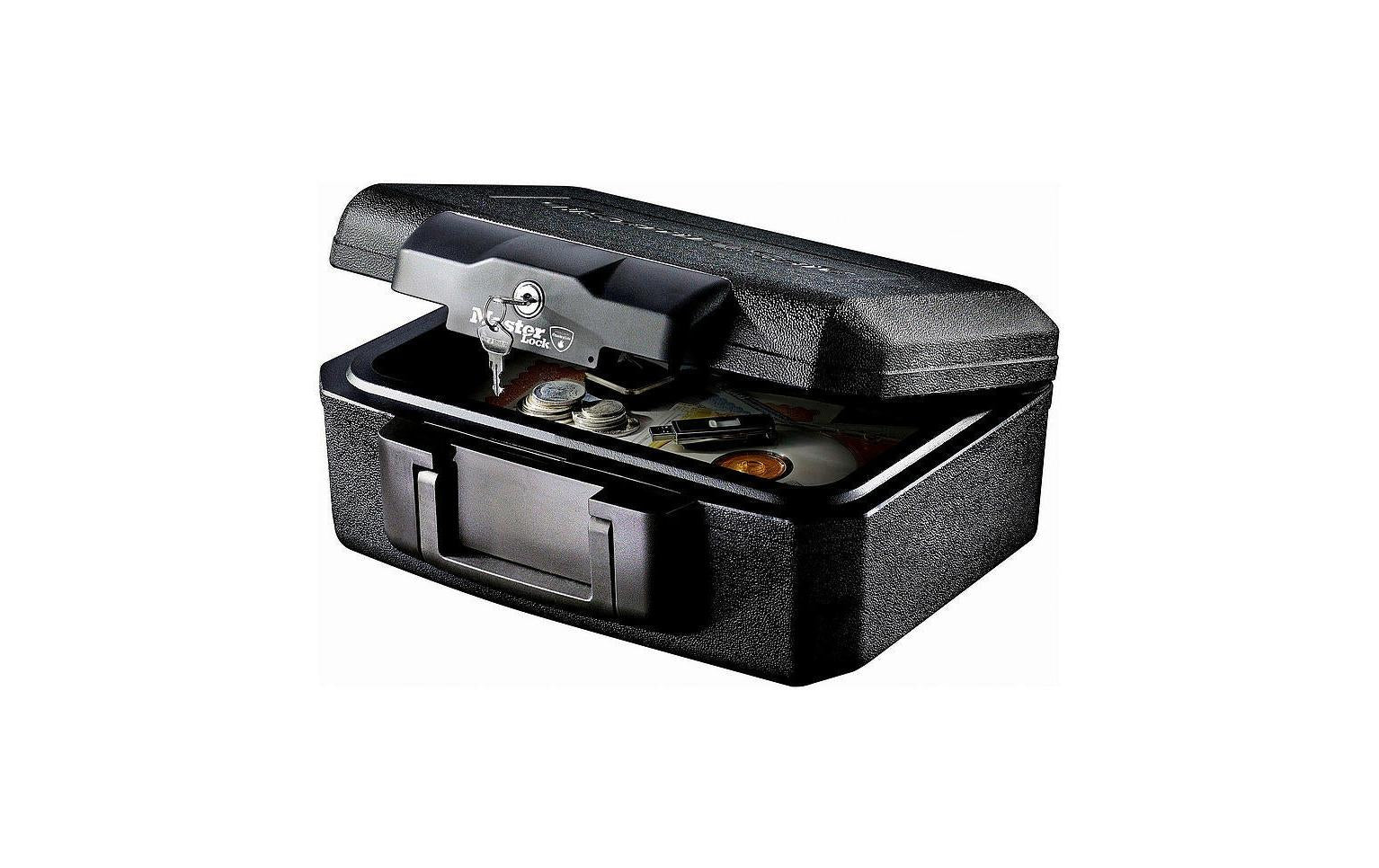 Master Lock Feuerschutzbox L1200 – Schlüsselschloss – 5 l – Feuerschutz 30 Min – Tragbar – Schwarz