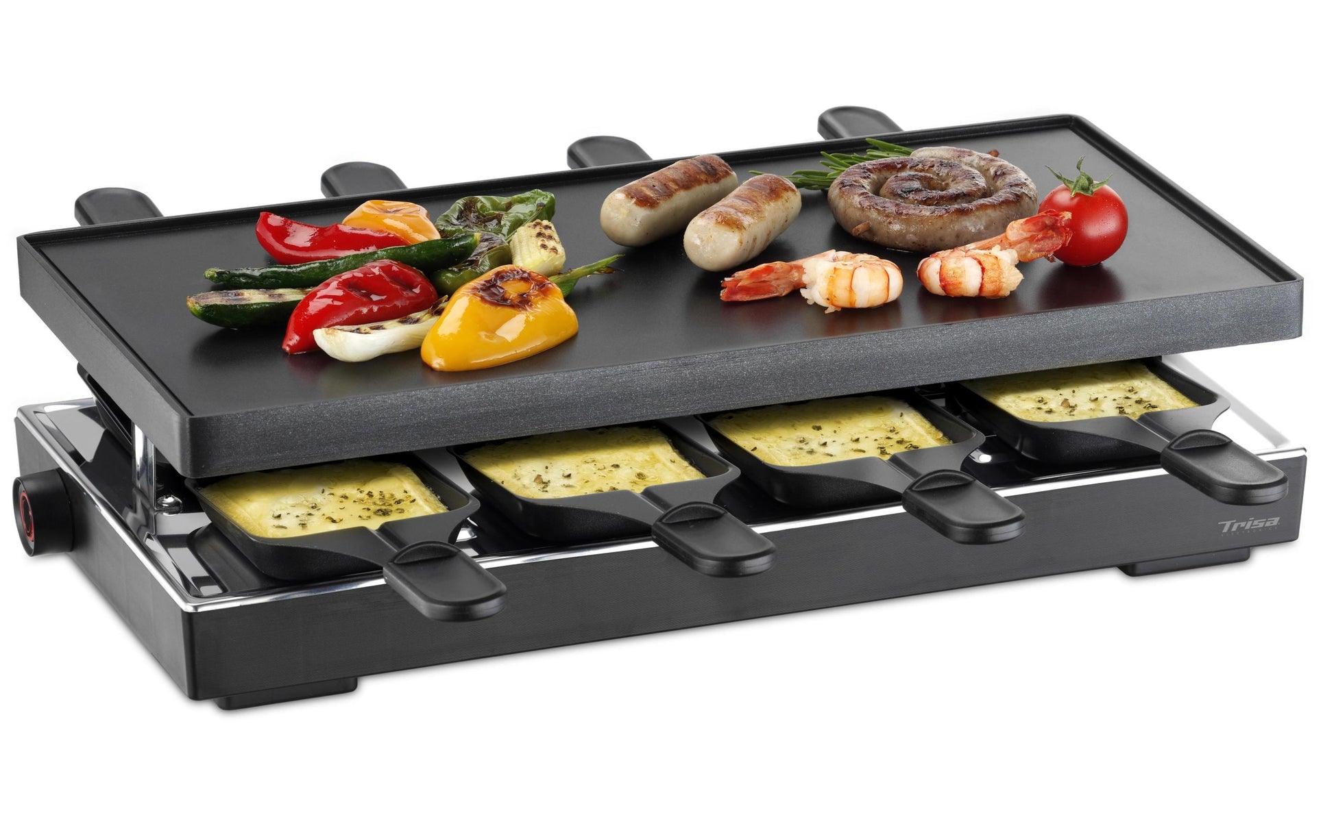 Trisa Raclette-Grill Style 8 – 8 Personen, 1200 W, Aluguss mit Antihaftbeschichtung – Schwarz