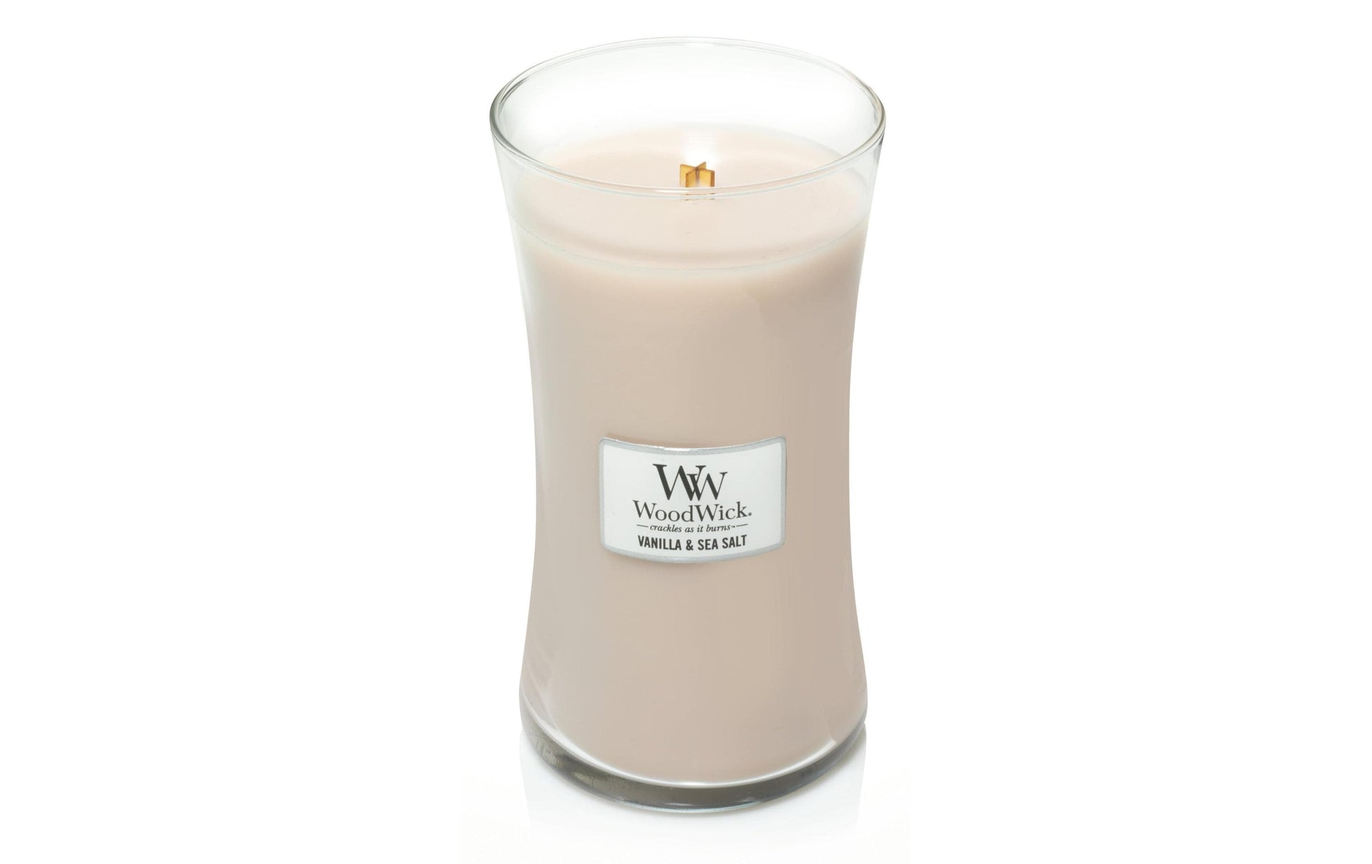WoodWick Duftkerze Vanille & Meersalz, beige, Ø 9,9 cm, 11,4 cm, Glas, 1 Stück
