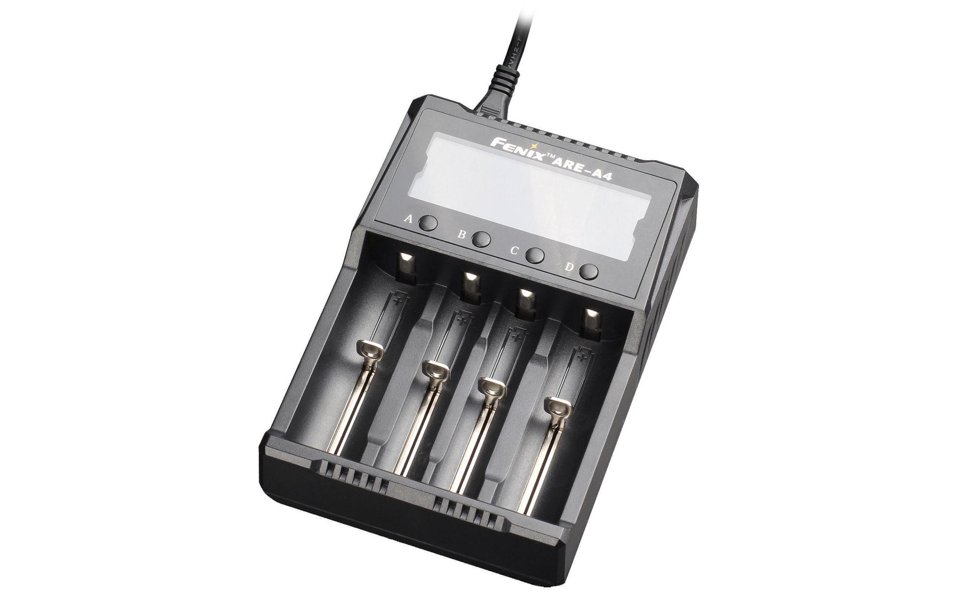 Fenix ARE-A4 Batterieladegerät 4× – für 18650, AA, AAA und andere – schwarz, LCD