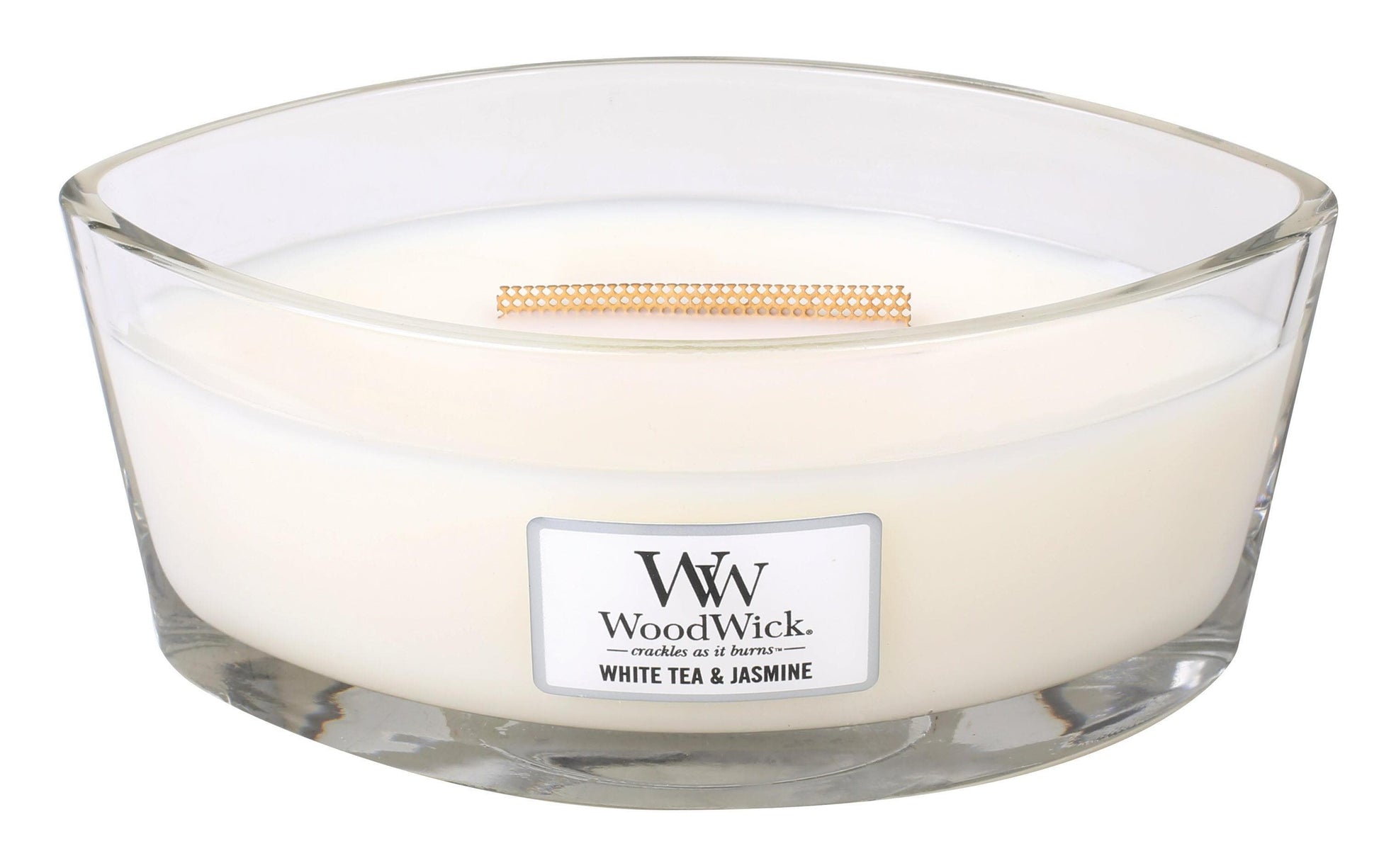 WoodWick Duftkerze White Tea & Jasmin, weiss, Glas, 12,1 × 9,2 × 19,1 cm, 1 Stück