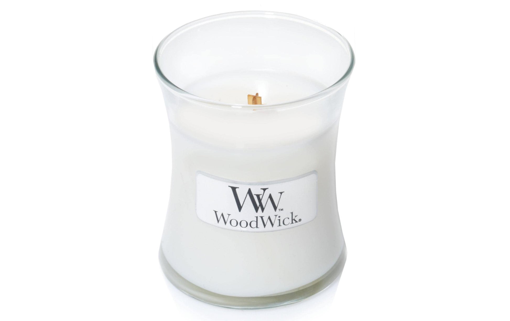 WoodWick Duftkerze – White Tea & Jasmin – Ø 7 × 8,3 cm